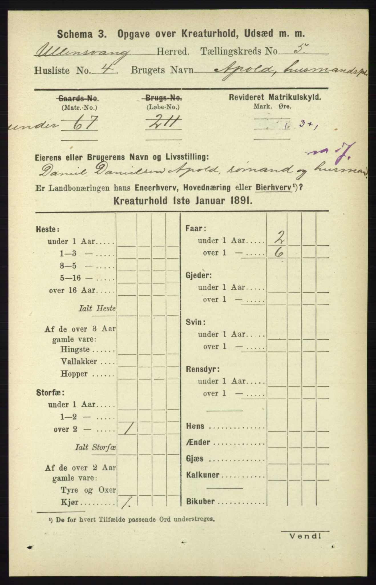 RA, 1891 census for 1230 Ullensvang, 1891, p. 7145