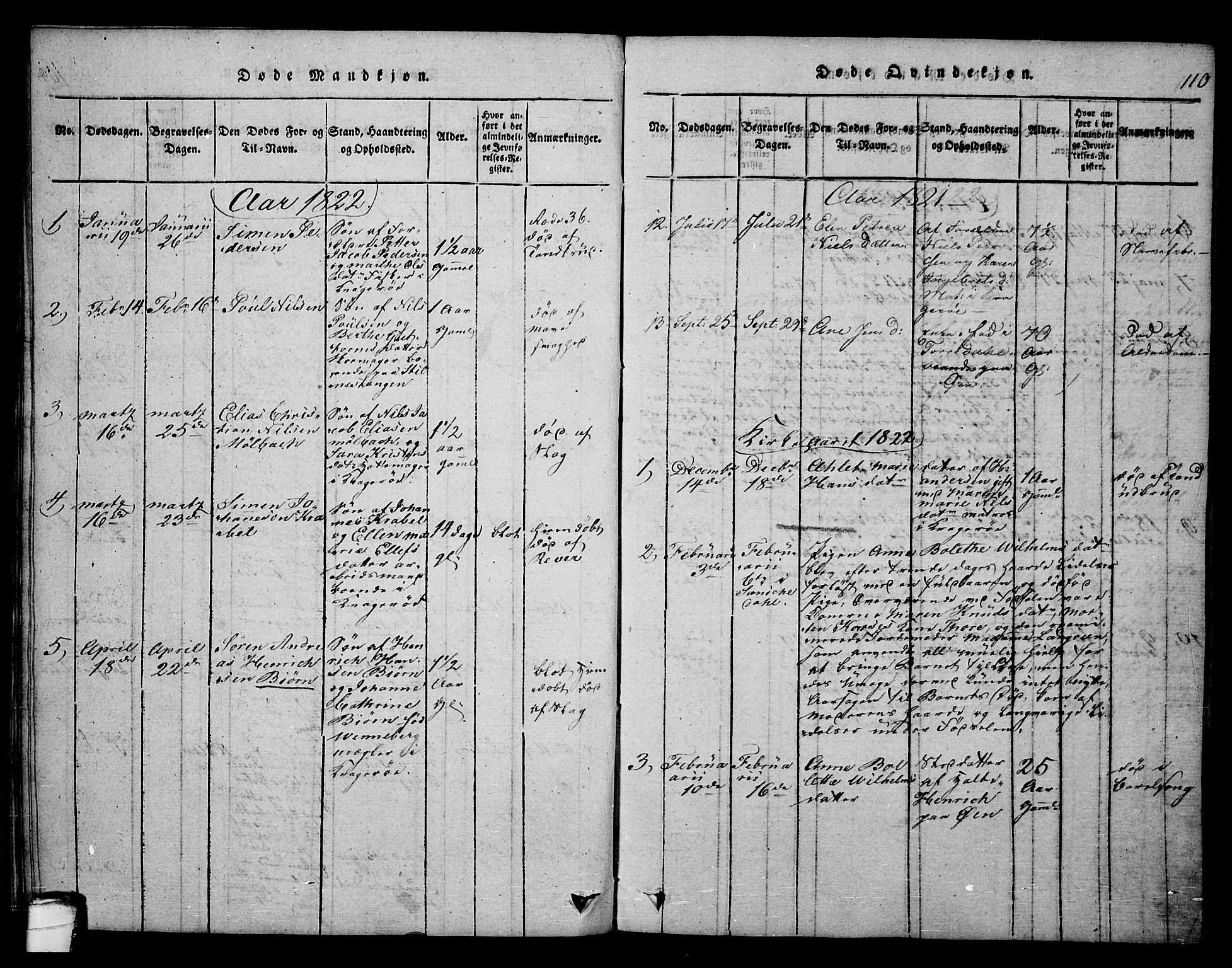 Kragerø kirkebøker, SAKO/A-278/F/Fa/L0004: Parish register (official) no. 4, 1814-1831, p. 110