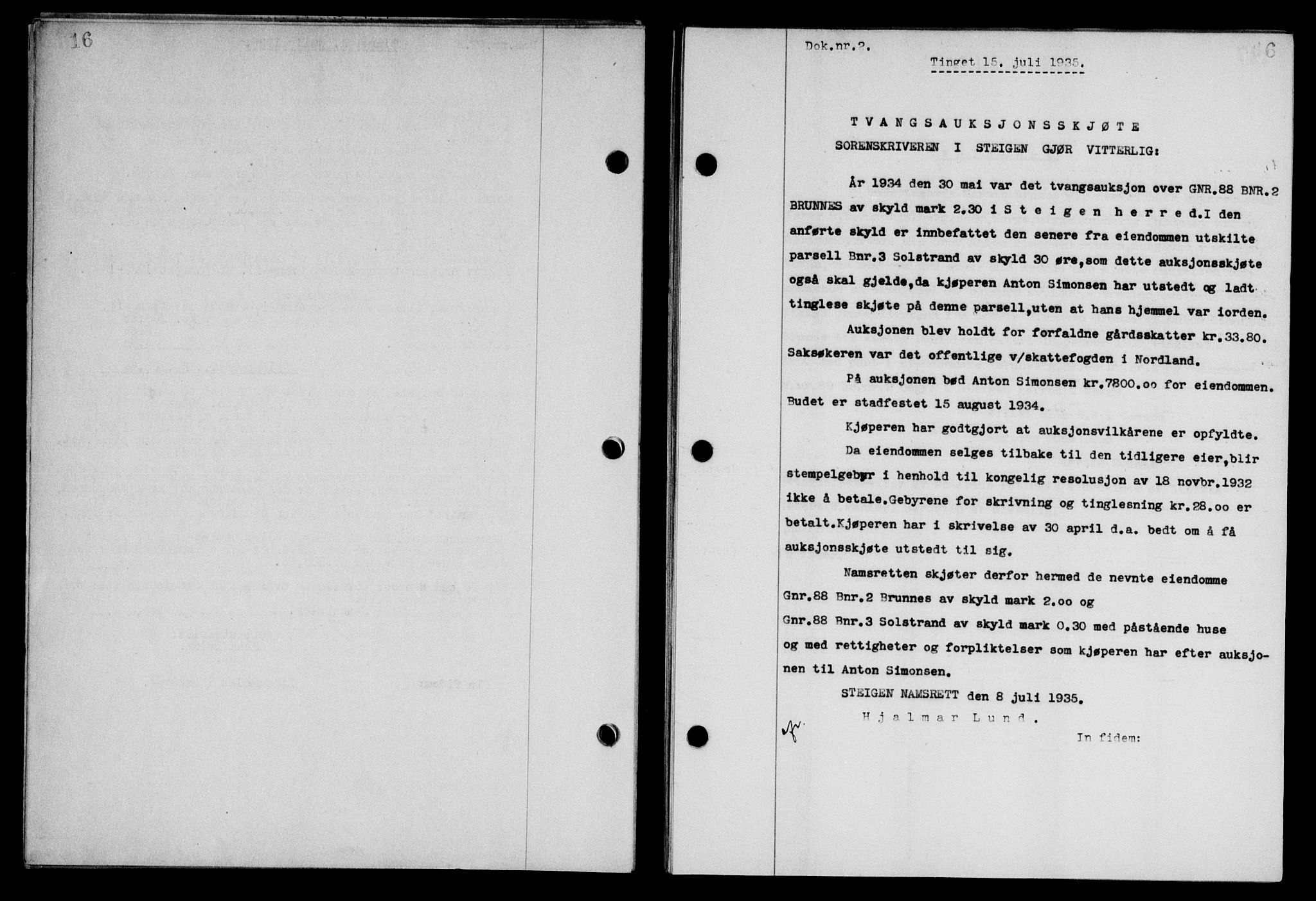 Steigen og Ofoten sorenskriveri, SAT/A-0030/1/2/2C/L0026: Mortgage book no. 30, 1935-1936, Deed date: 15.07.1935