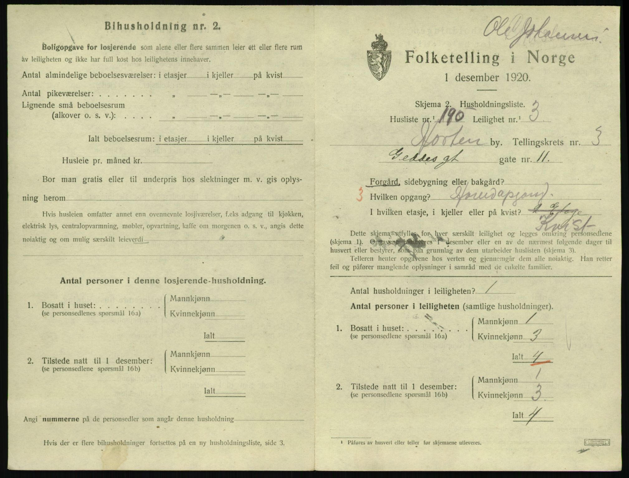 SAKO, 1920 census for Horten, 1920, p. 4737