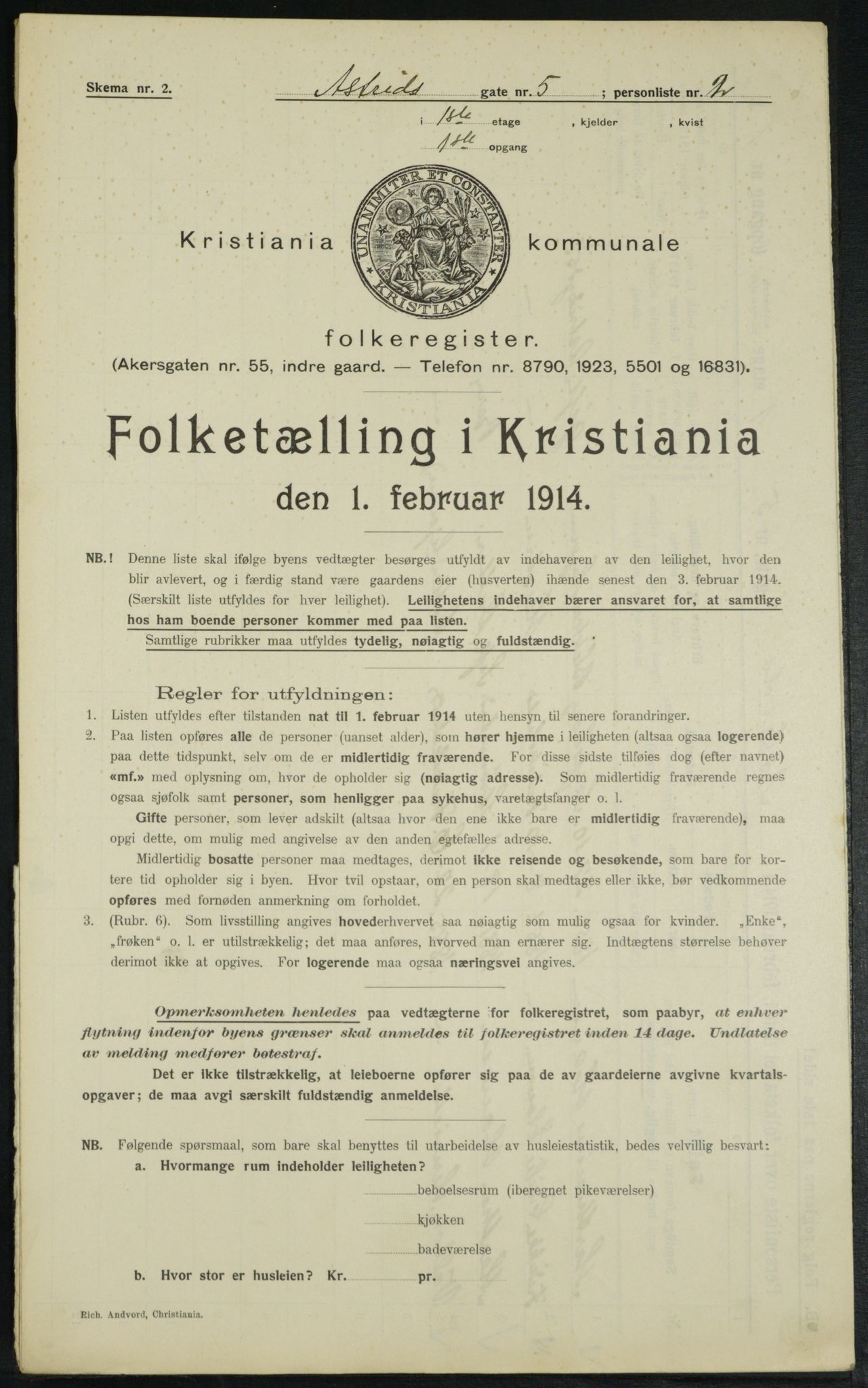 OBA, Municipal Census 1914 for Kristiania, 1914, p. 17343