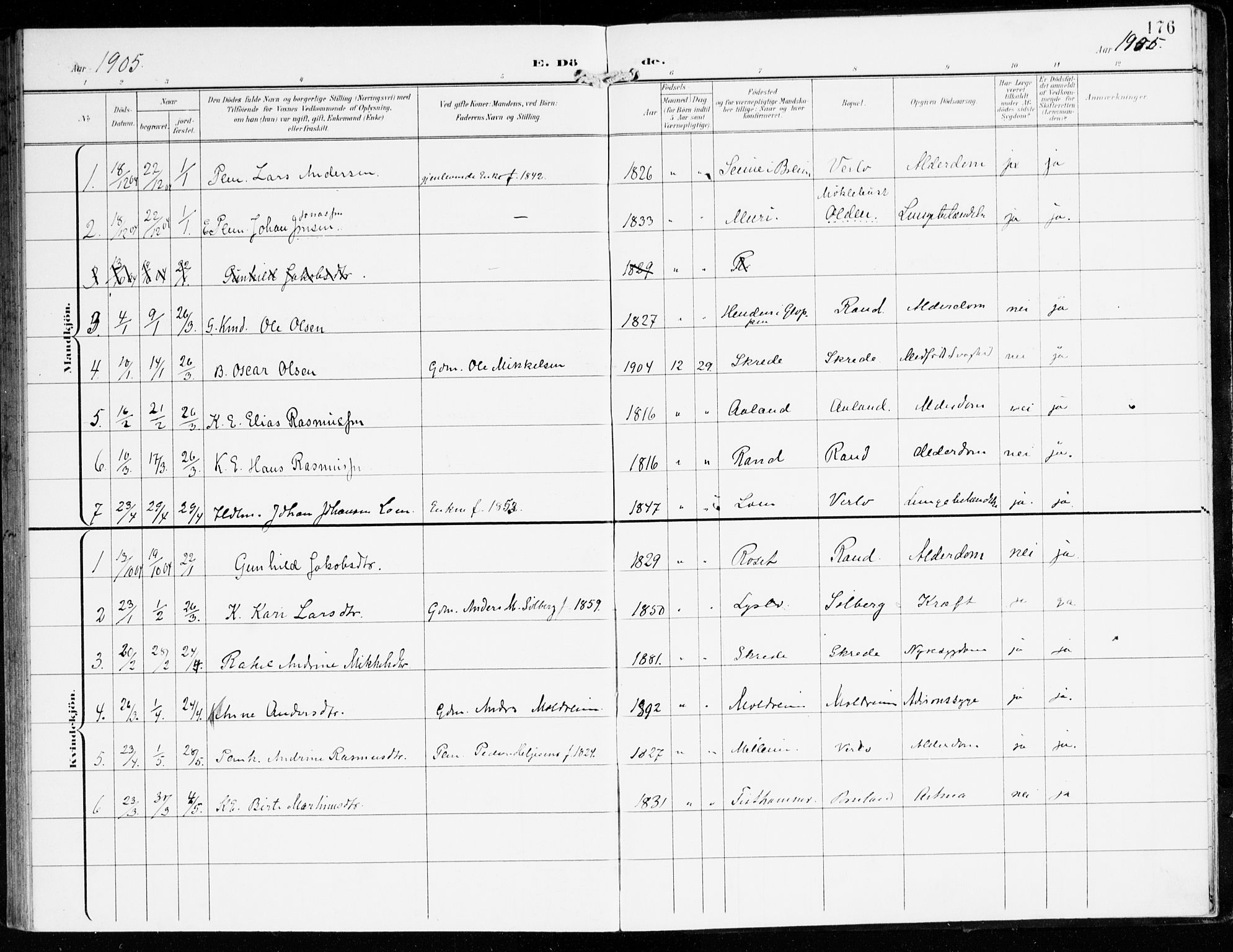 Innvik sokneprestembete, AV/SAB-A-80501: Parish register (official) no. D 2, 1900-1921, p. 176