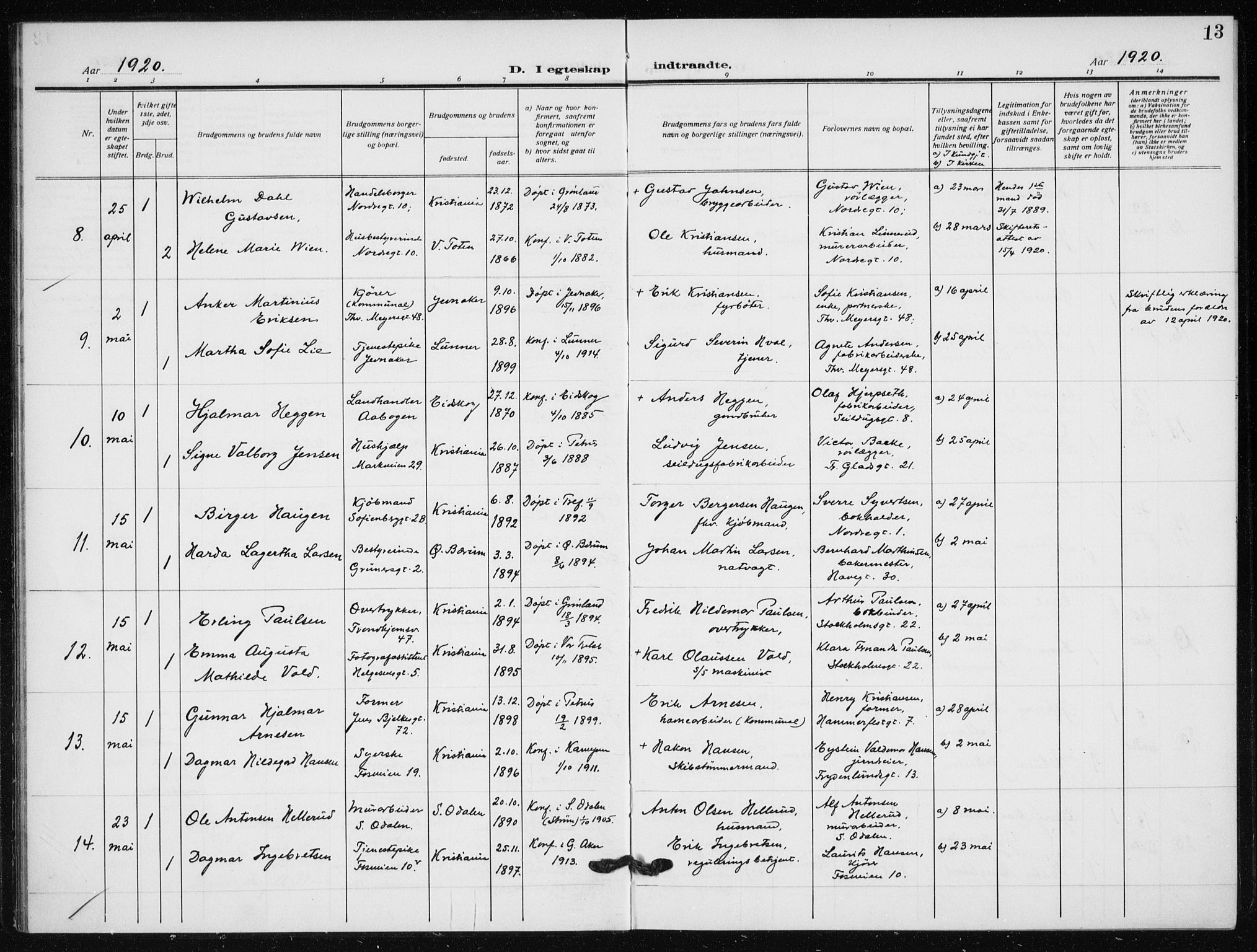 Hauge prestekontor Kirkebøker, AV/SAO-A-10849/F/Fa/L0003: Parish register (official) no. 3, 1917-1938, p. 13