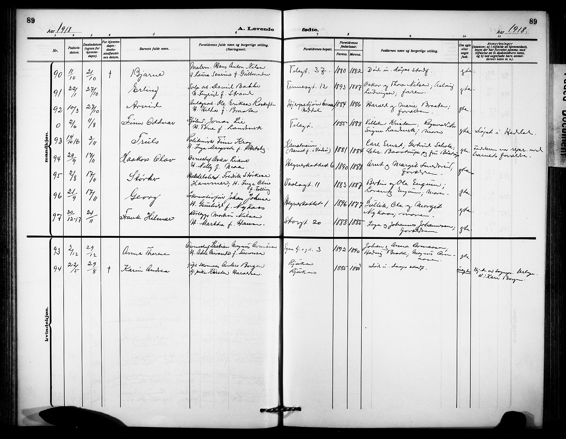 Notodden kirkebøker, AV/SAKO-A-290/G/Ga/L0001: Parish register (copy) no. 1, 1912-1923, p. 89