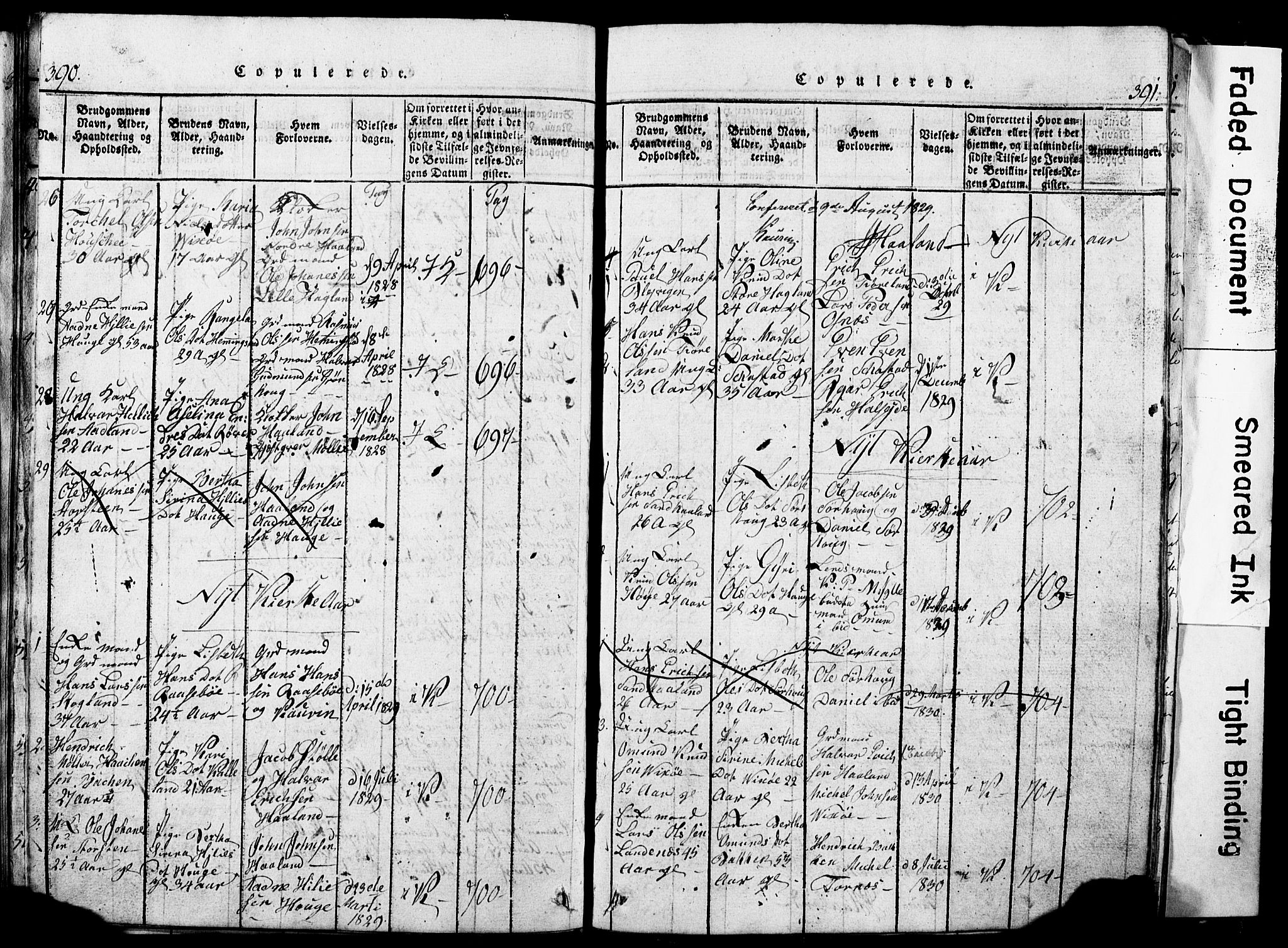 Torvastad sokneprestkontor, SAST/A -101857/H/Ha/Hab/L0002: Parish register (copy) no. B 2, 1817-1834, p. 390-391