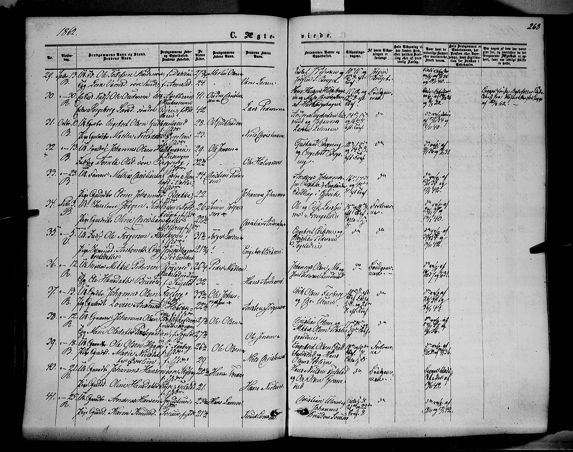Ringsaker prestekontor, SAH/PREST-014/K/Ka/L0010: Parish register (official) no. 10, 1861-1869, p. 268