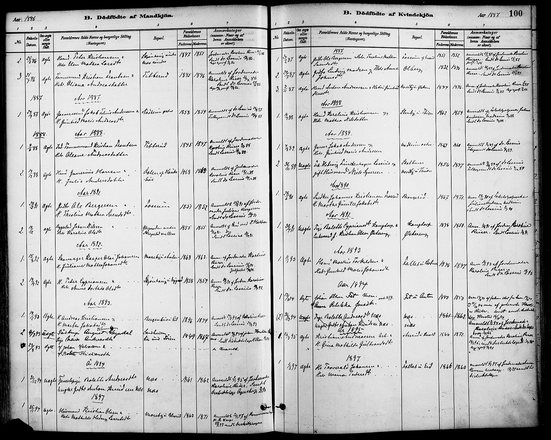 Høland prestekontor Kirkebøker, SAO/A-10346a/F/Fa/L0013: Parish register (official) no. I 13, 1880-1897, p. 100
