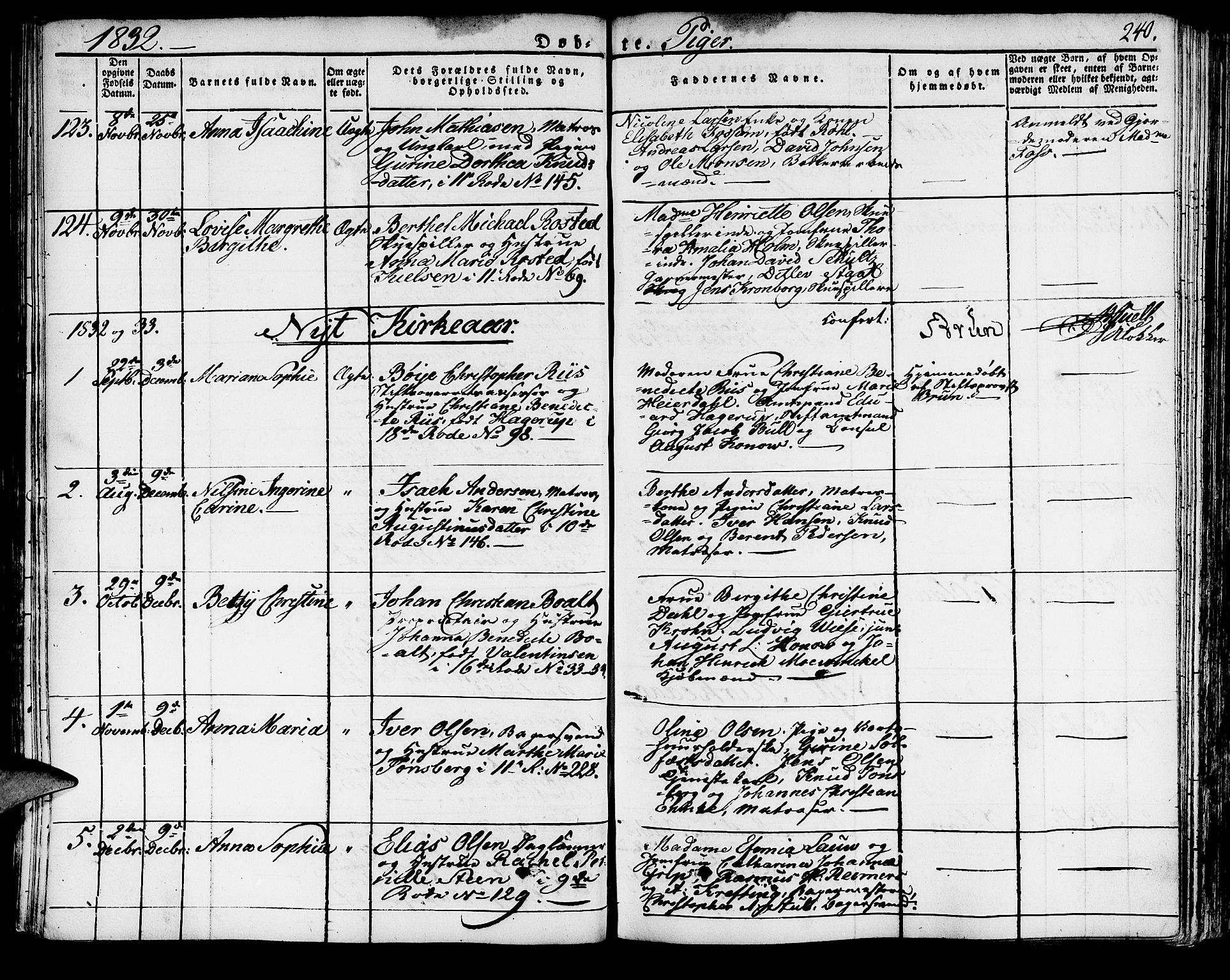 Domkirken sokneprestembete, SAB/A-74801/H/Haa/L0012: Parish register (official) no. A 12, 1821-1840, p. 240