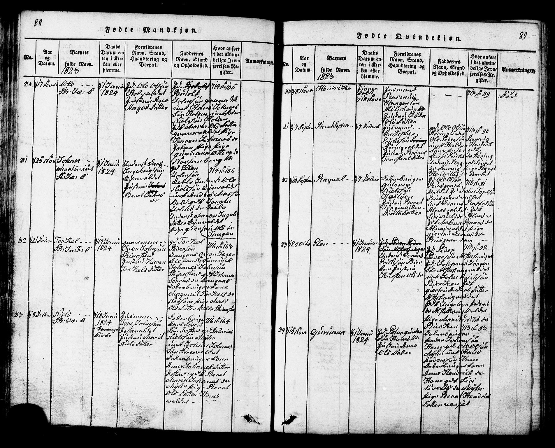 Ministerialprotokoller, klokkerbøker og fødselsregistre - Nord-Trøndelag, SAT/A-1458/717/L0169: Parish register (copy) no. 717C01, 1816-1834, p. 88-89