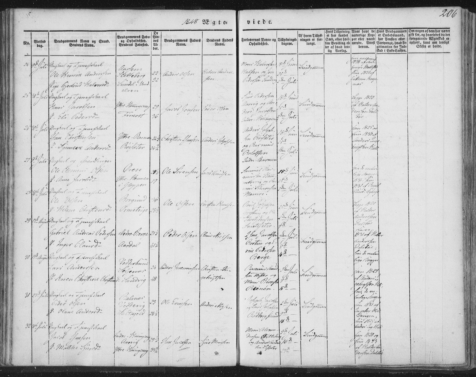 Selje sokneprestembete, AV/SAB-A-99938/H/Ha/Haa/Haaa: Parish register (official) no. A 10, 1844-1858, p. 206