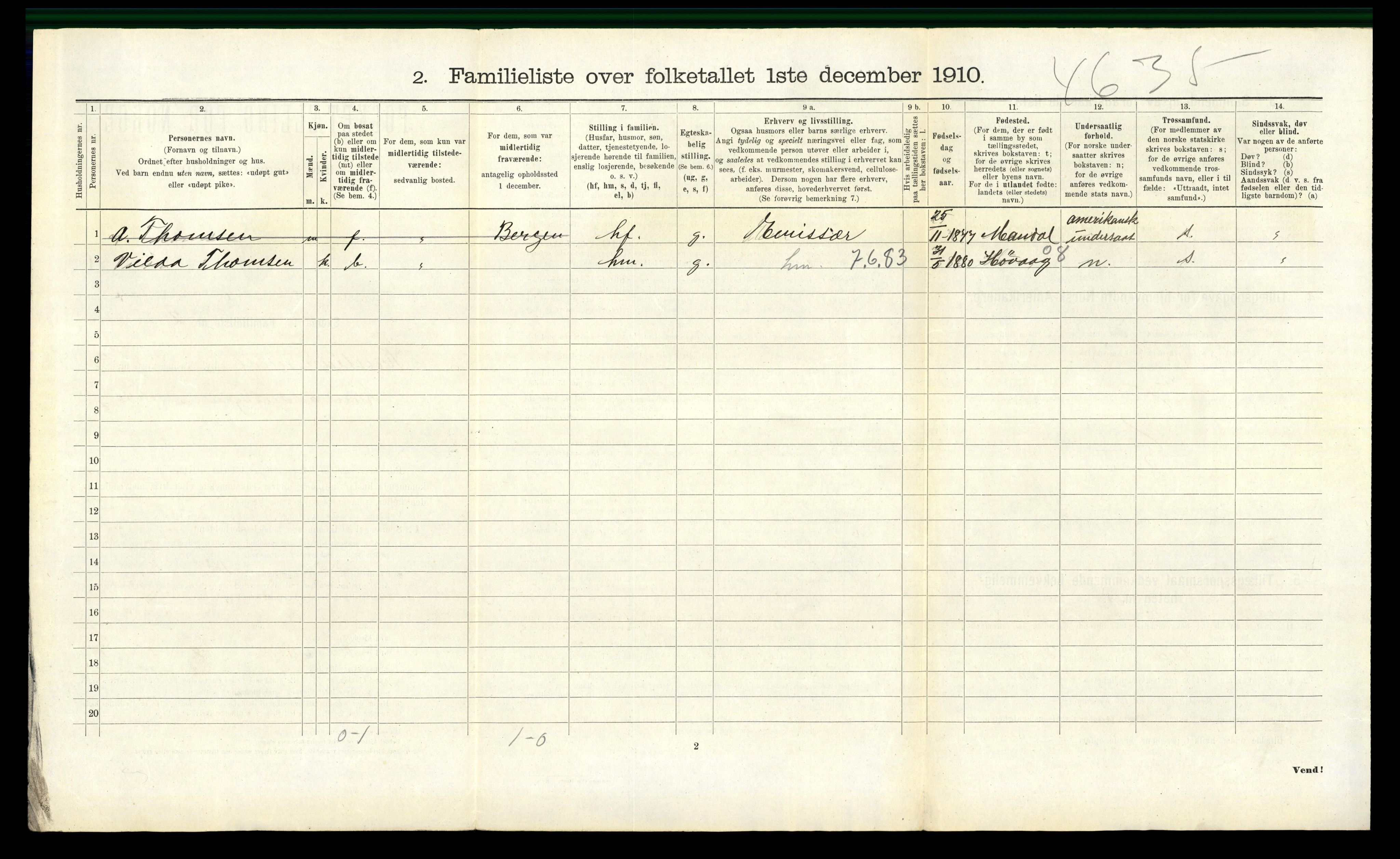 RA, 1910 census for Kristiansand, 1910, p. 9655