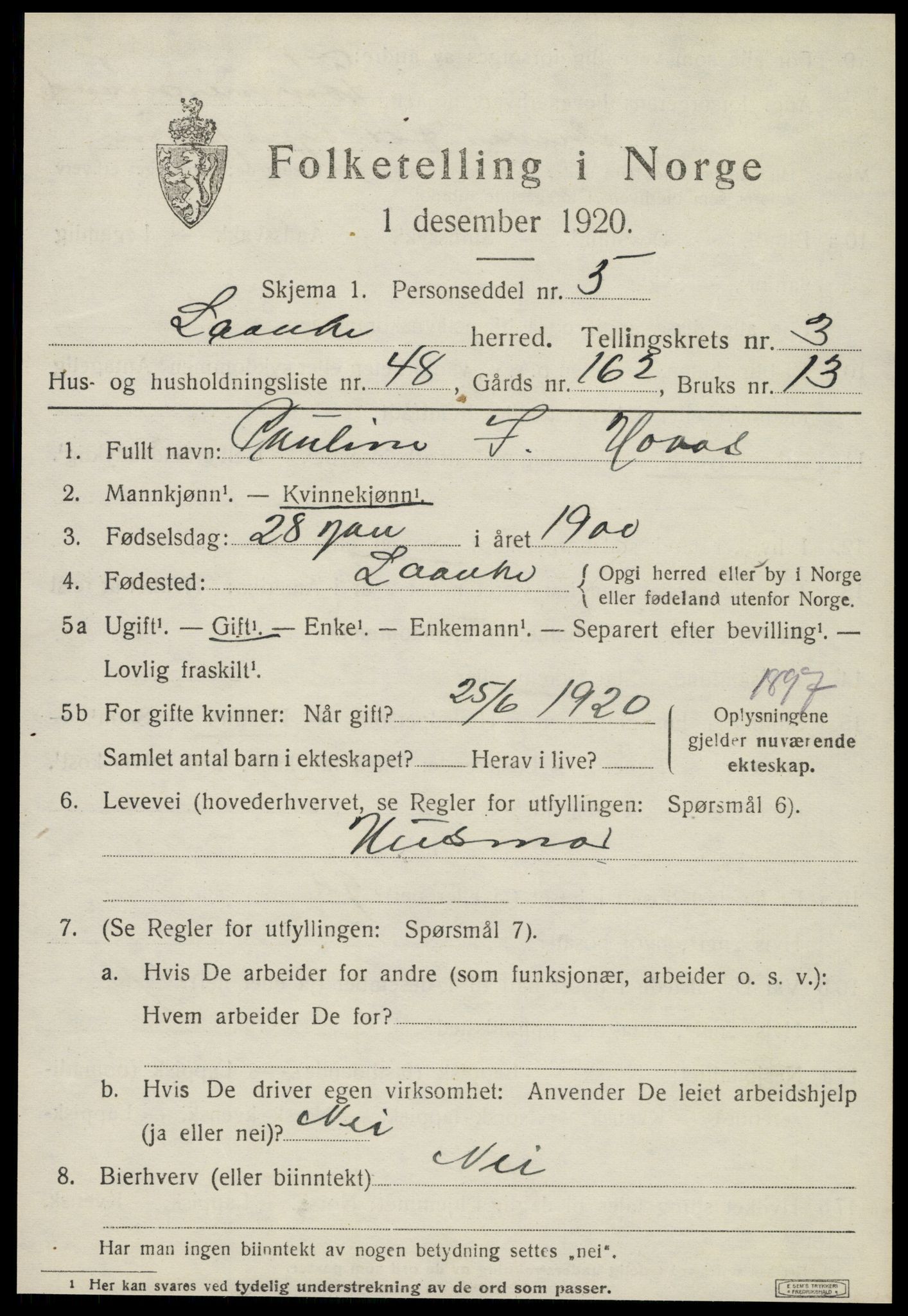 SAT, 1920 census for Lånke, 1920, p. 2280