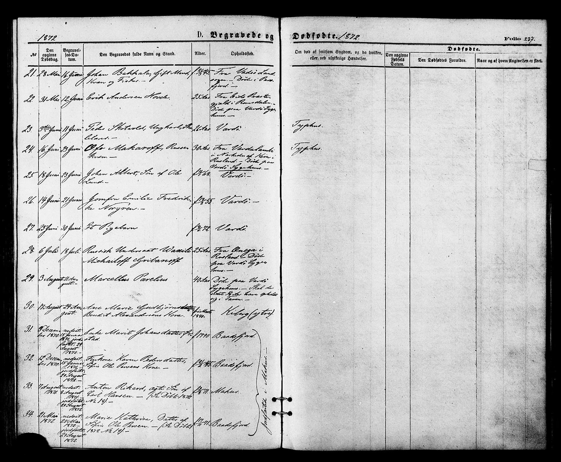 Vardø sokneprestkontor, SATØ/S-1332/H/Ha/L0005kirke: Parish register (official) no. 5, 1872-1878, p. 237