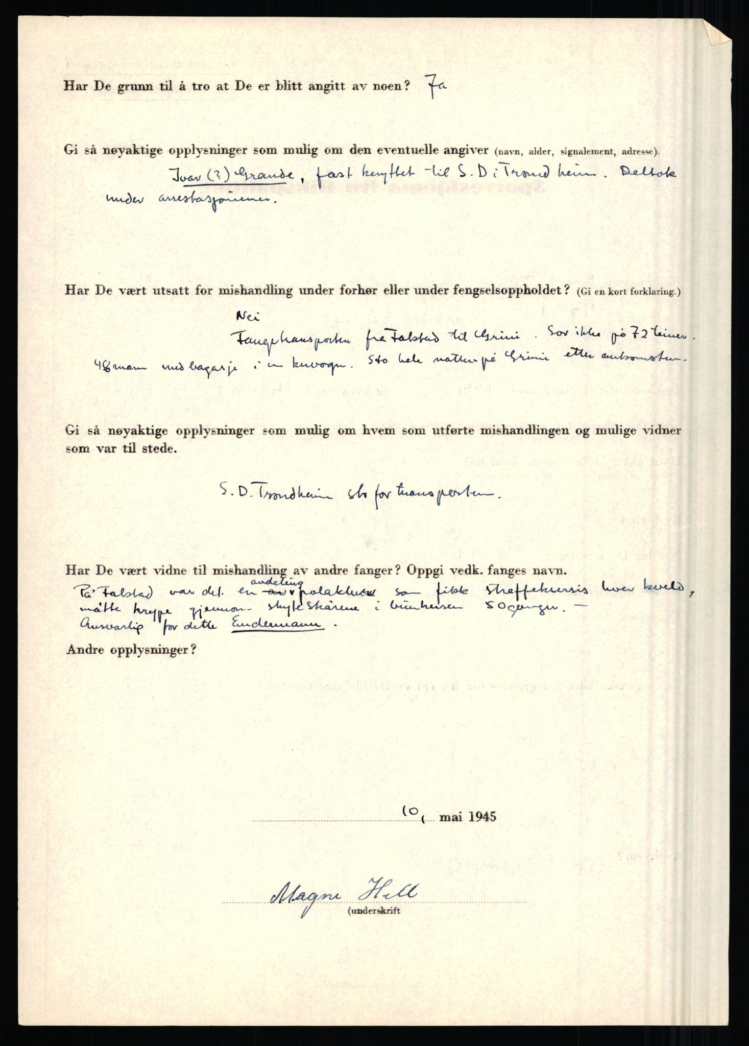 Rikspolitisjefen, AV/RA-S-1560/L/L0006: Hansen, Adolf Boye - Hemstad, Gunnar, 1940-1945, p. 1048