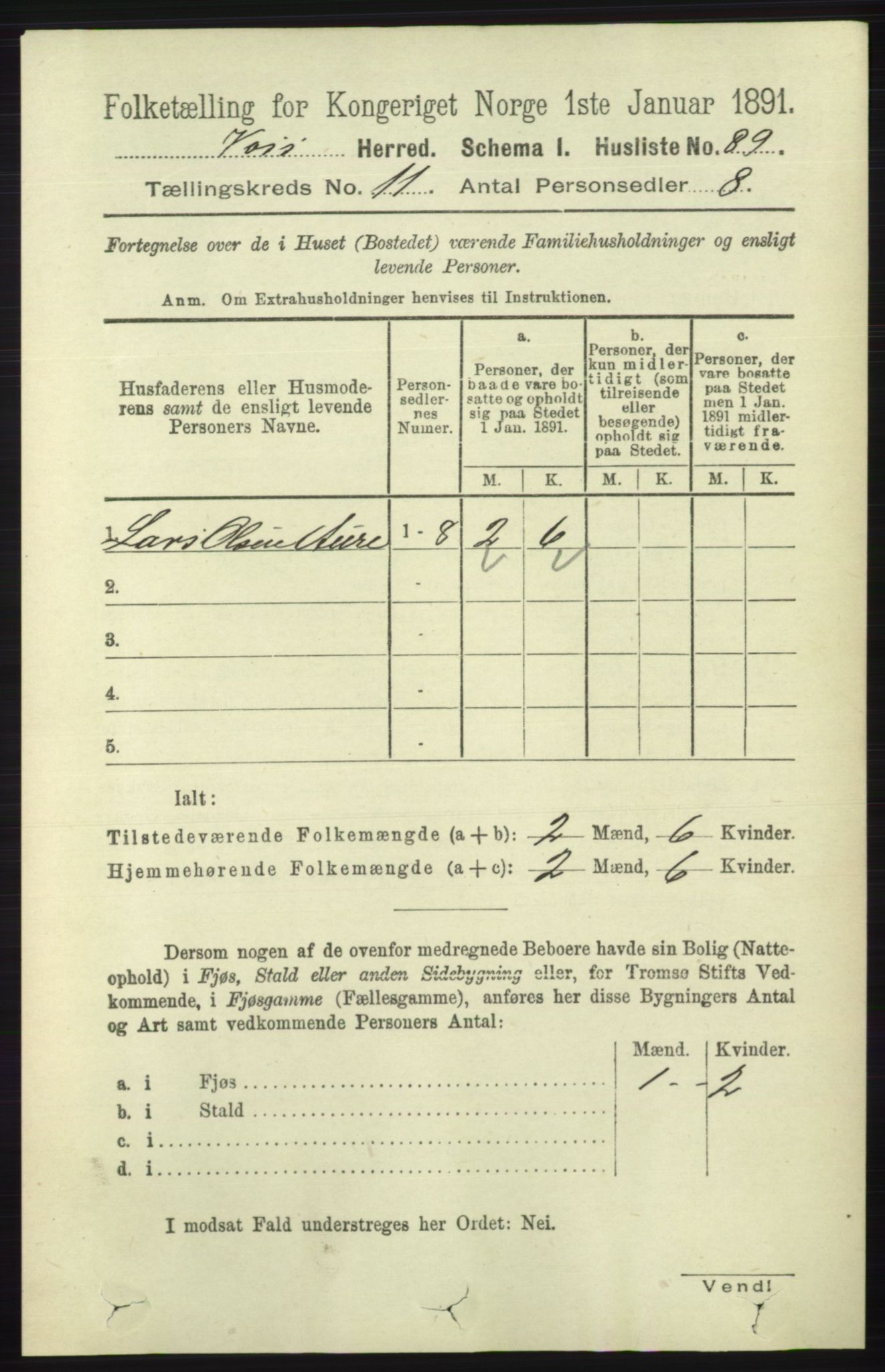 RA, 1891 census for 1235 Voss, 1891, p. 5813