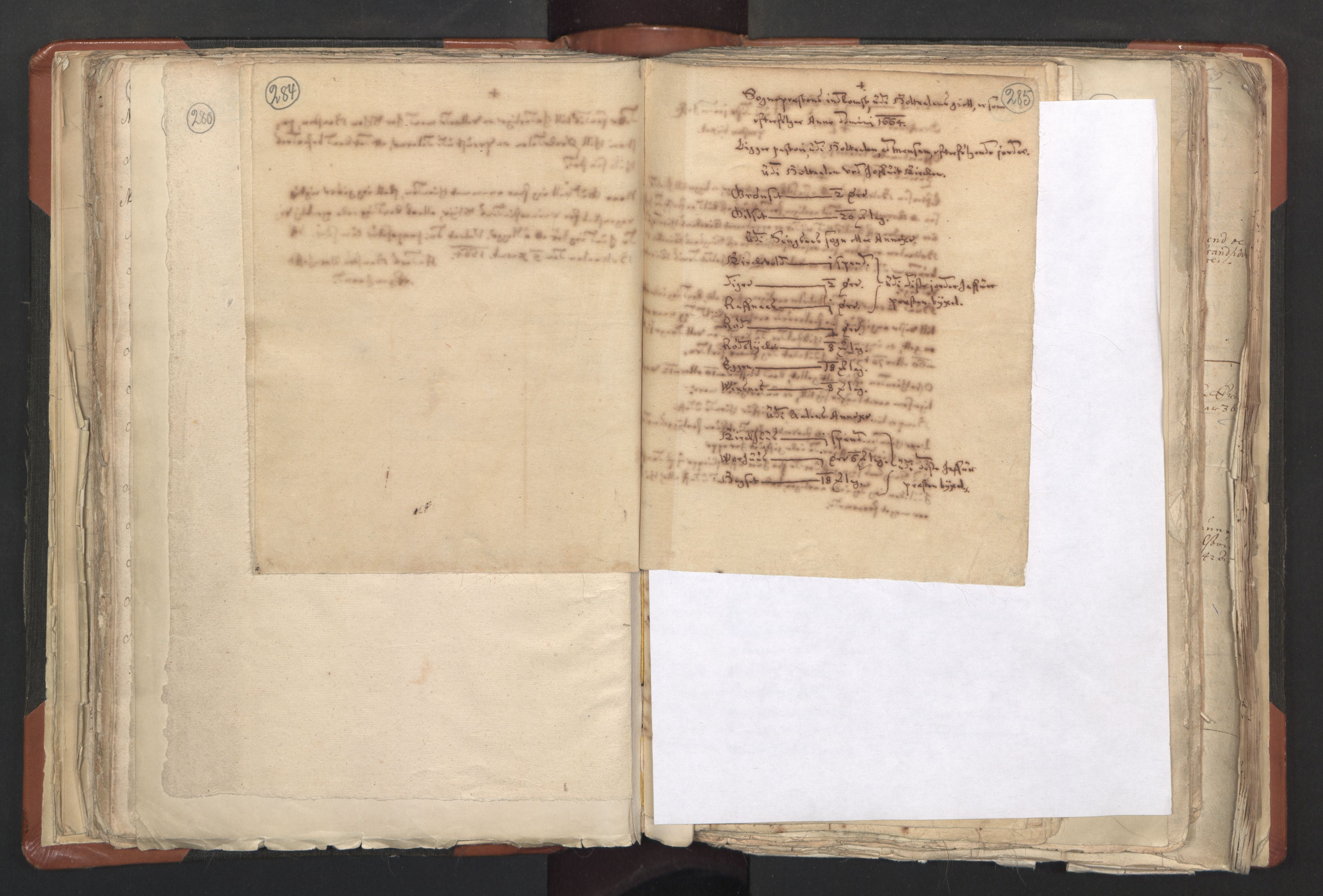 RA, Vicar's Census 1664-1666, no. 31: Dalane deanery, 1664-1666, p. 284-285