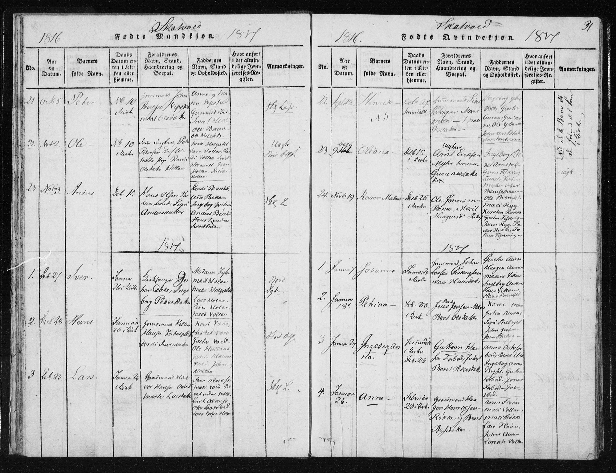 Ministerialprotokoller, klokkerbøker og fødselsregistre - Nord-Trøndelag, SAT/A-1458/709/L0061: Parish register (official) no. 709A08 /2, 1815-1819, p. 31