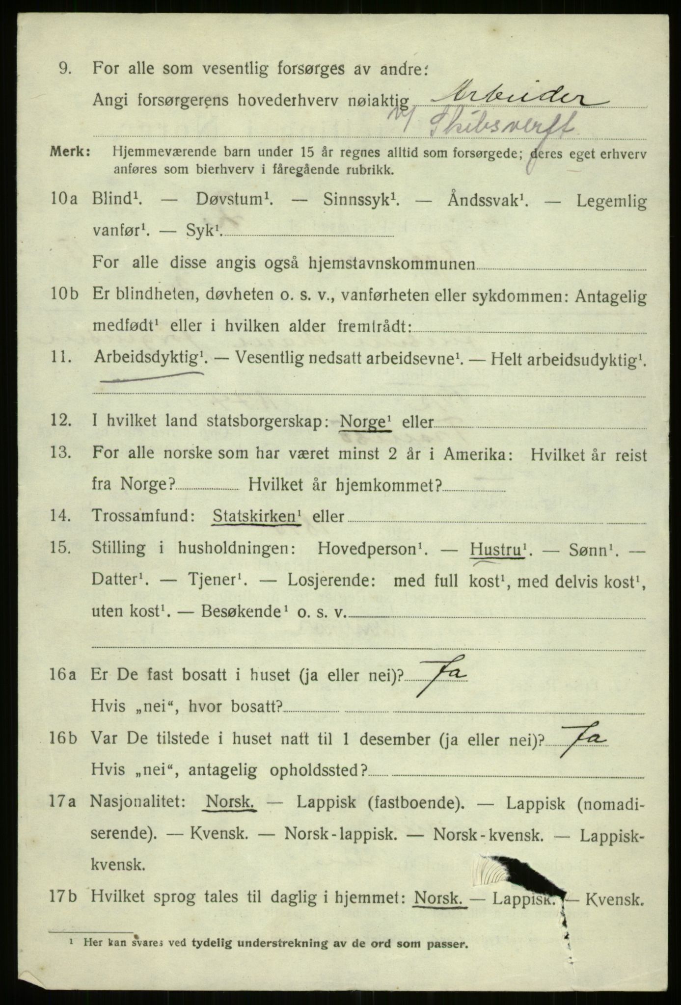 SATØ, 1920 census for Tromsø, 1920, p. 15073