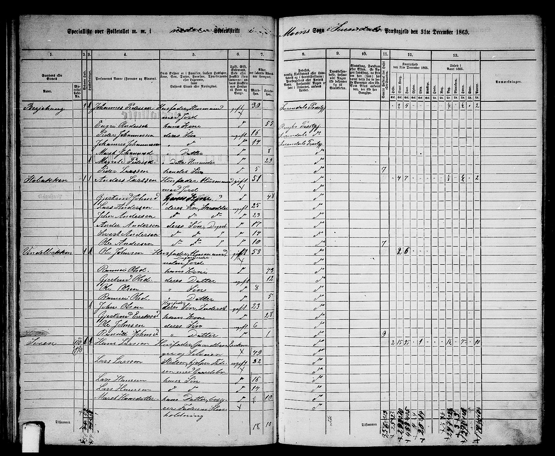 RA, 1865 census for Surnadal, 1865, p. 47