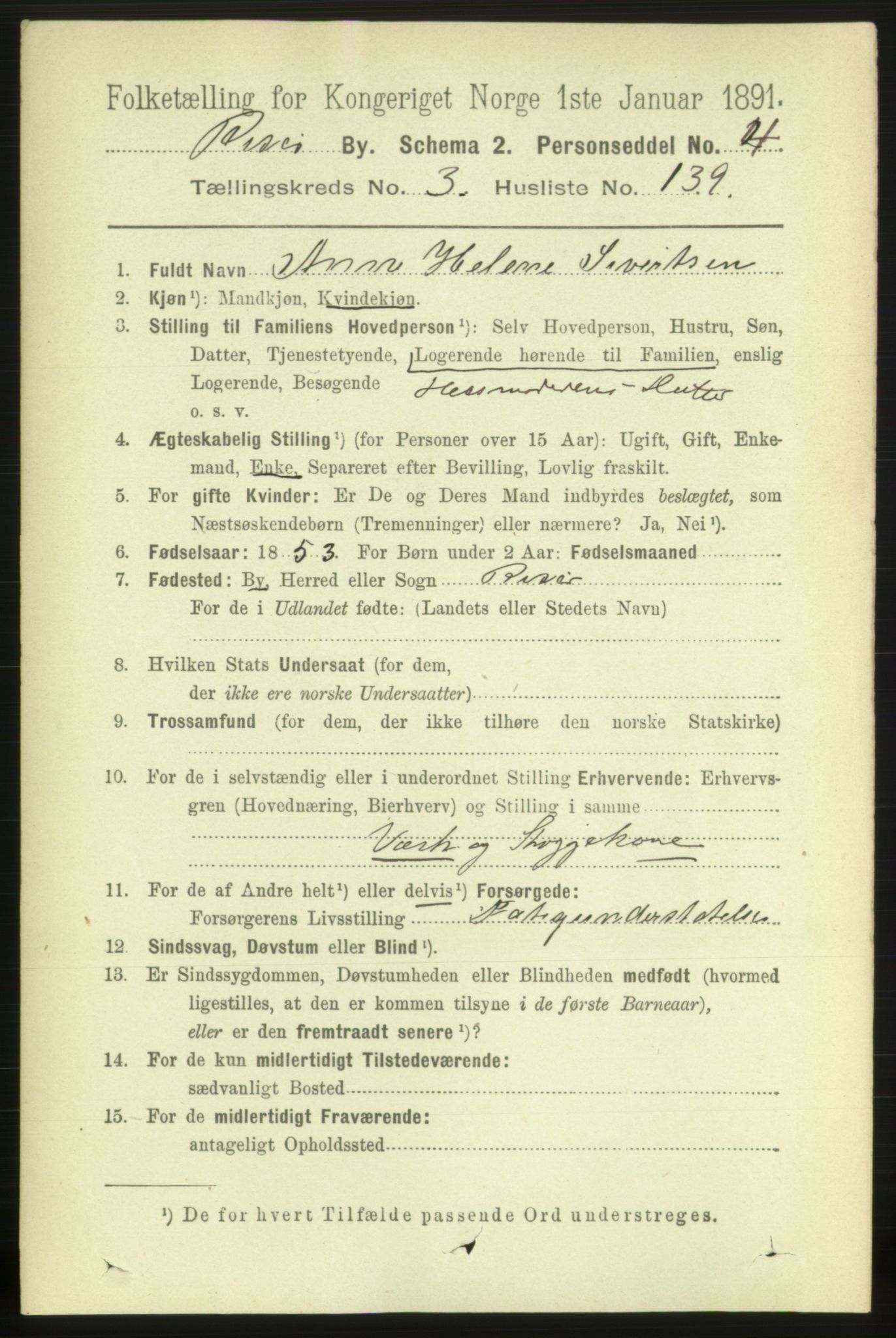 RA, 1891 census for 0901 Risør, 1891, p. 4162