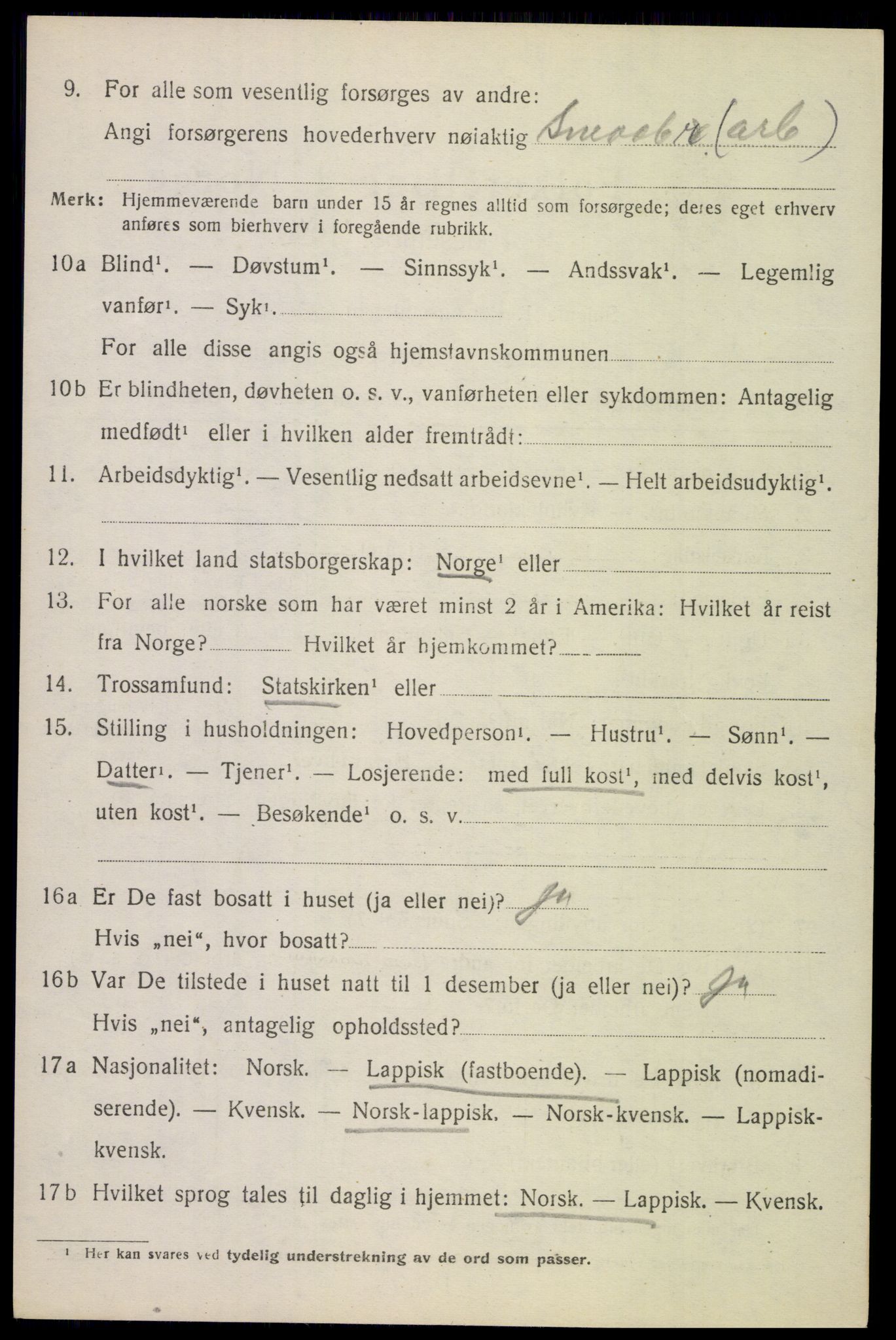 SAT, 1920 census for Evenes, 1920, p. 10579