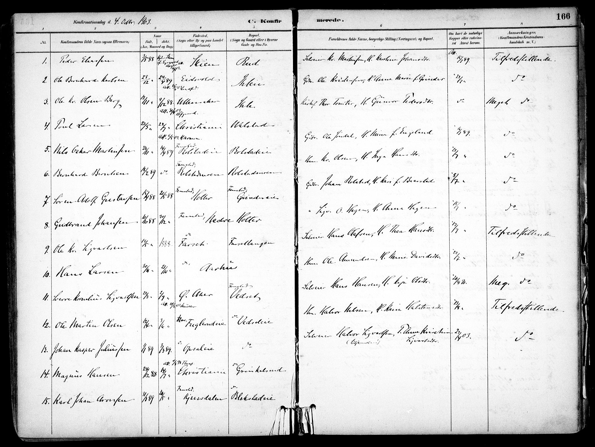 Nes prestekontor Kirkebøker, SAO/A-10410/F/Fb/L0002: Parish register (official) no. II 2, 1883-1918, p. 165-166