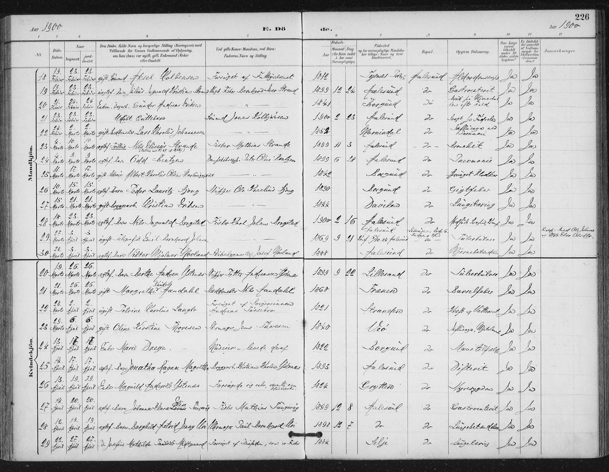 Ministerialprotokoller, klokkerbøker og fødselsregistre - Møre og Romsdal, AV/SAT-A-1454/529/L0457: Parish register (official) no. 529A07, 1894-1903, p. 226