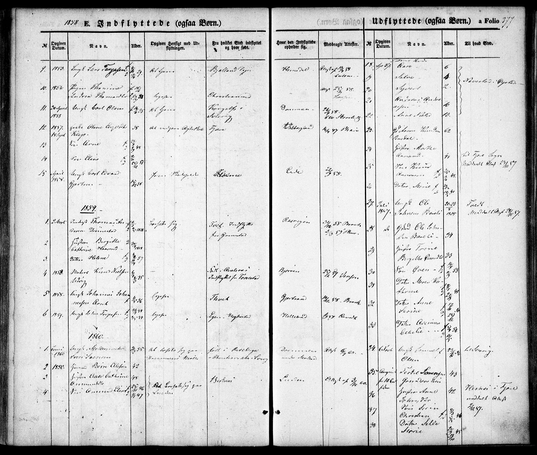Hommedal sokneprestkontor, SAK/1111-0023/F/Fa/Fab/L0004: Parish register (official) no. A 4, 1848-1860, p. 377