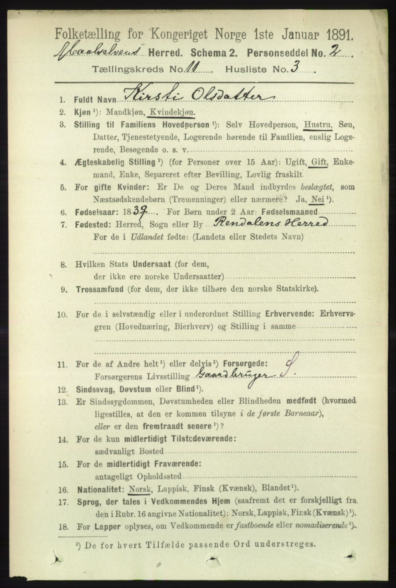RA, 1891 census for 1924 Målselv, 1891, p. 3286