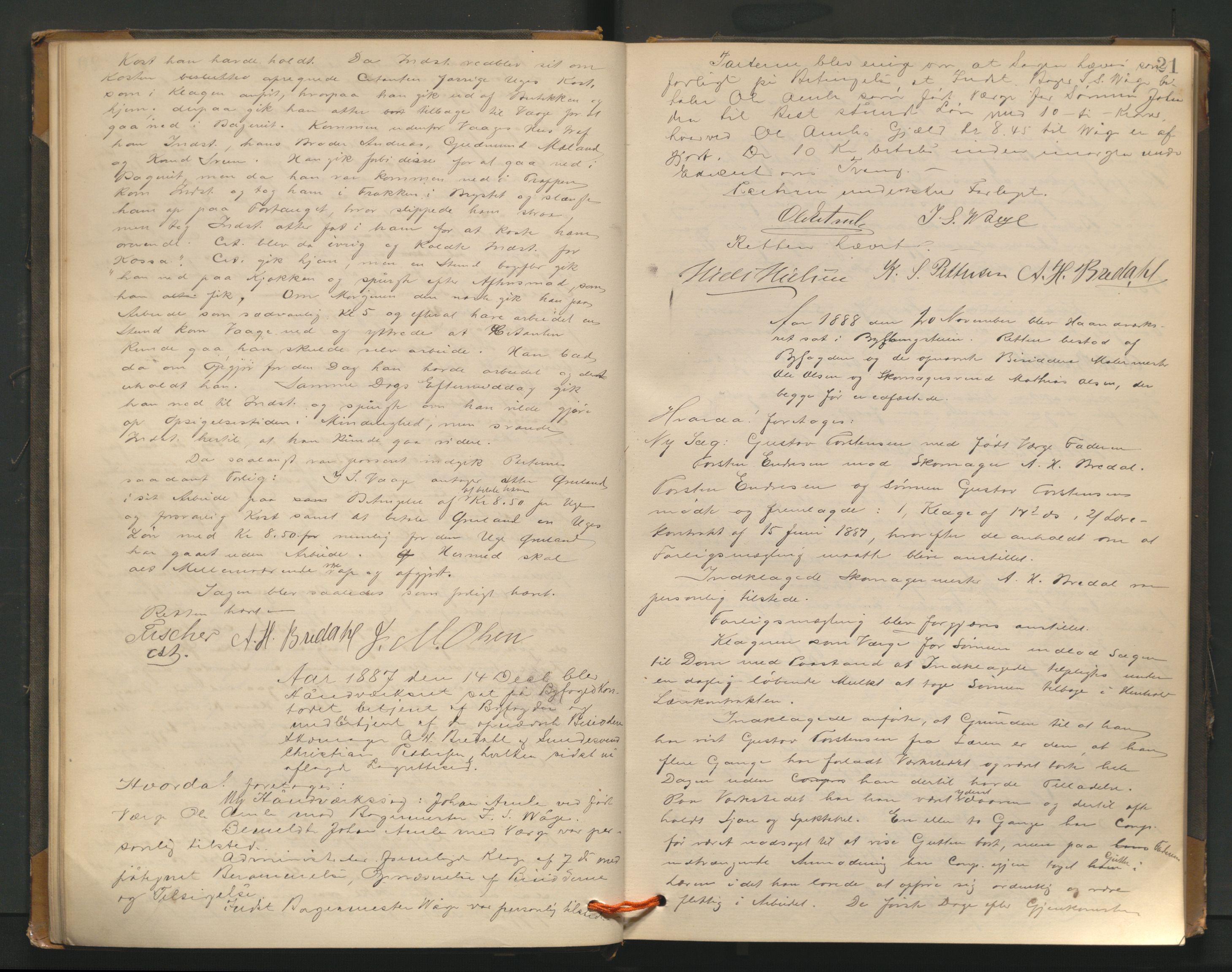 Haugesund tingrett, AV/SAST-A-101415/01/V/VB/VBd/L0001: Ekstrarettsprotokoll, 1883, p. 21