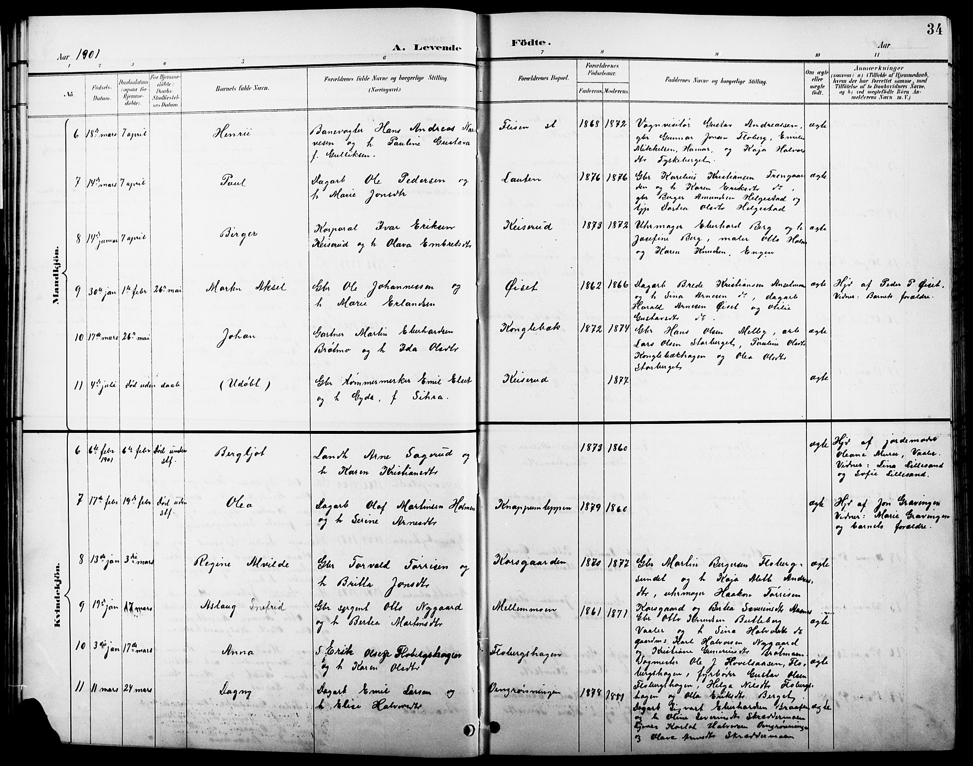 Åsnes prestekontor, AV/SAH-PREST-042/H/Ha/Hab/L0004: Parish register (copy) no. 4, 1895-1909, p. 34