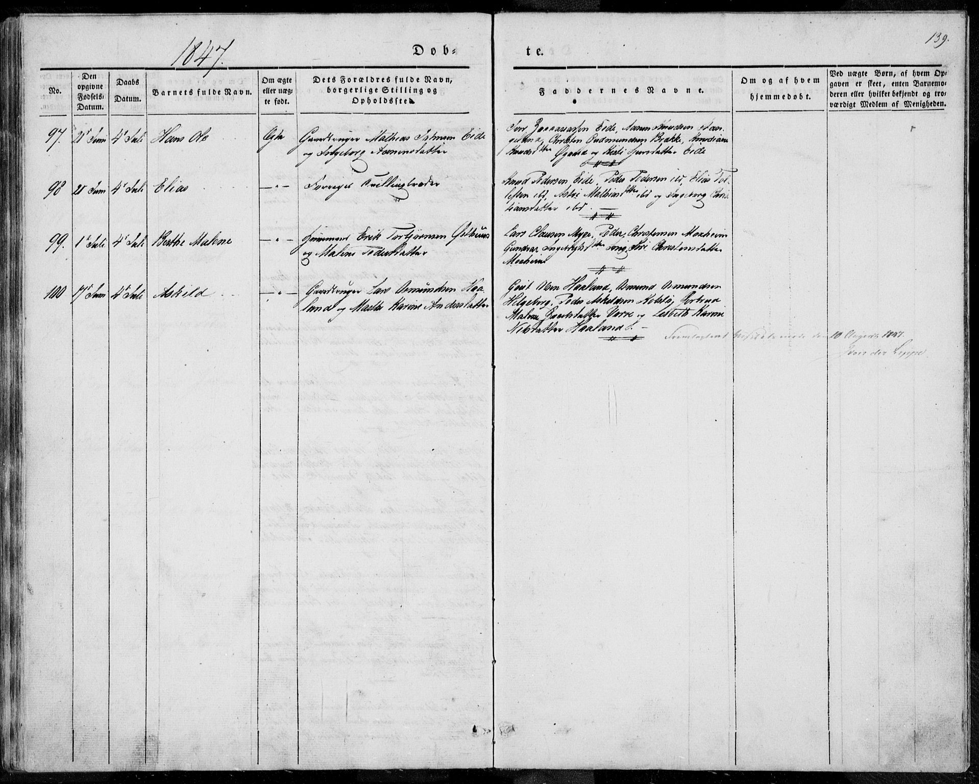 Avaldsnes sokneprestkontor, SAST/A -101851/H/Ha/Haa/L0006: Parish register (official) no. A 6, 1839-1847, p. 139