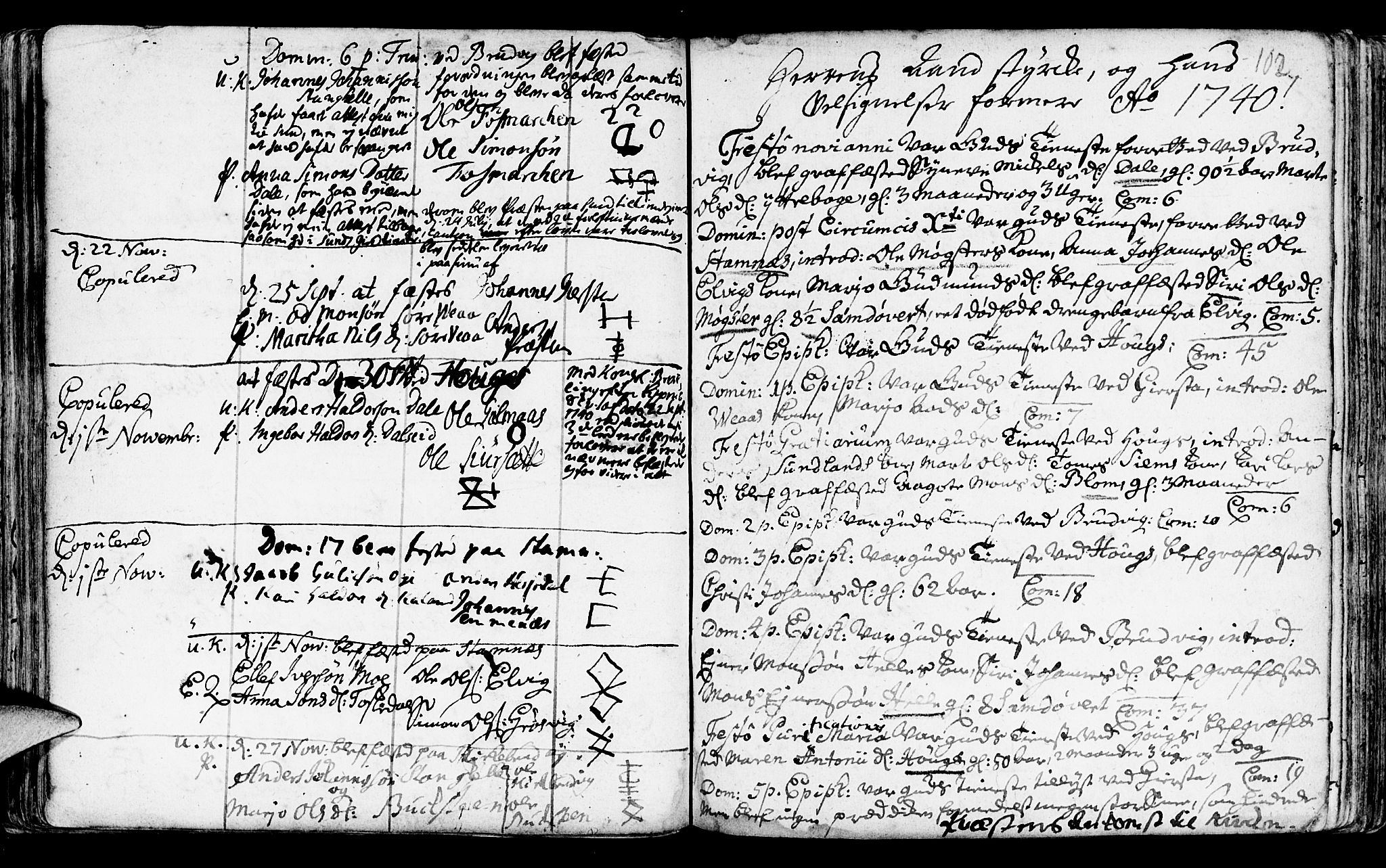 Haus sokneprestembete, AV/SAB-A-75601/H/Haa: Parish register (official) no. A 5, 1733-1747, p. 102