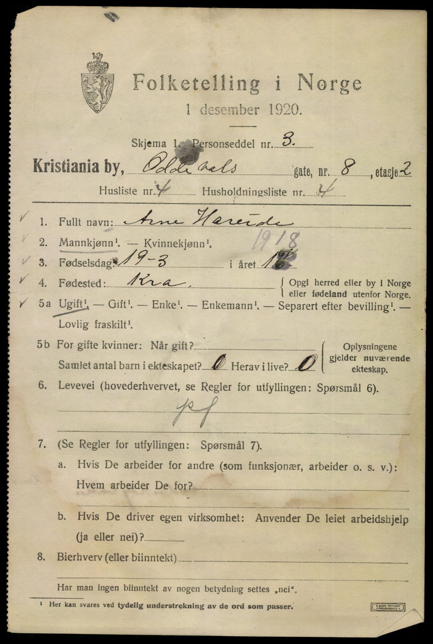 SAO, 1920 census for Kristiania, 1920, p. 429223