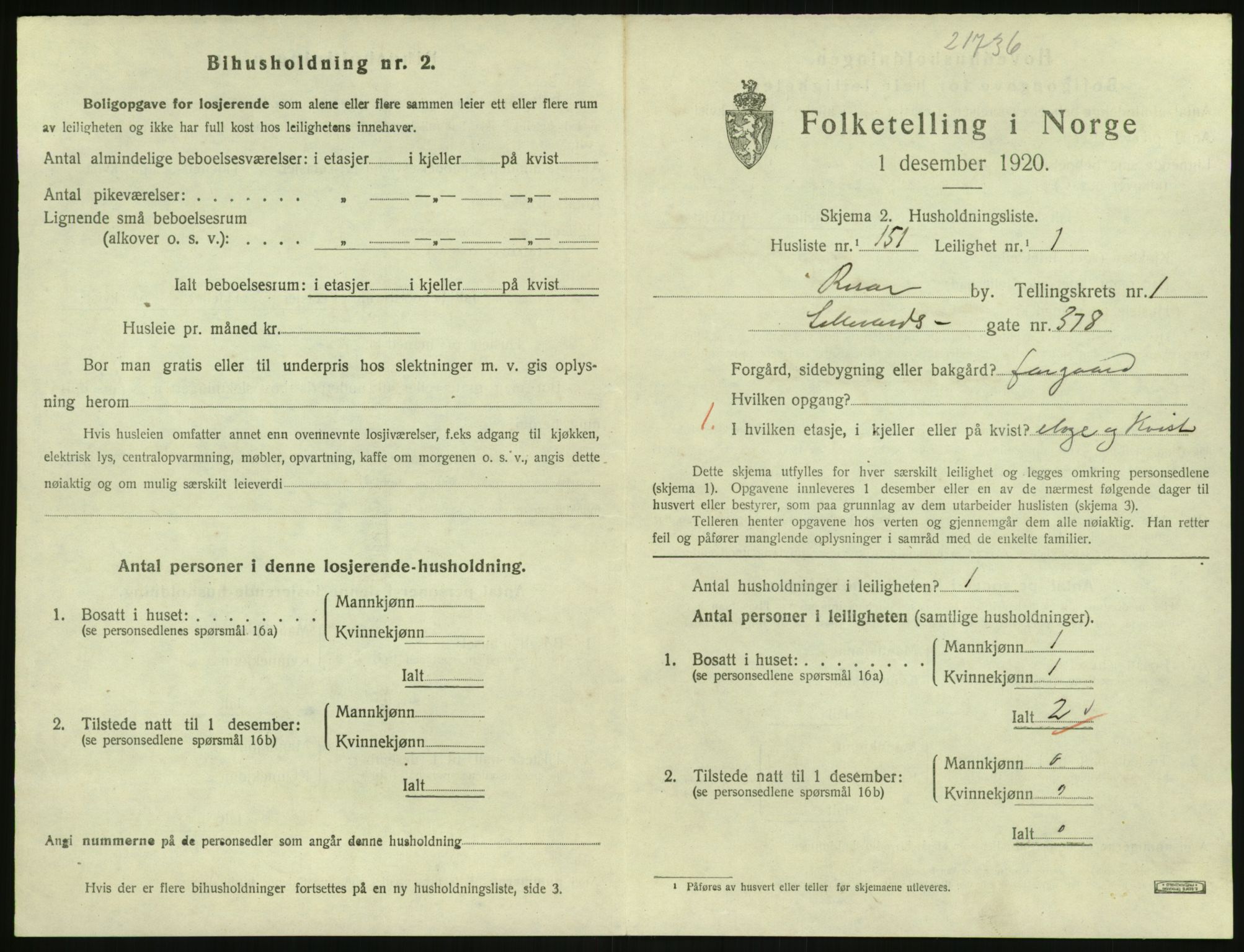 SAK, 1920 census for Risør, 1920, p. 1715