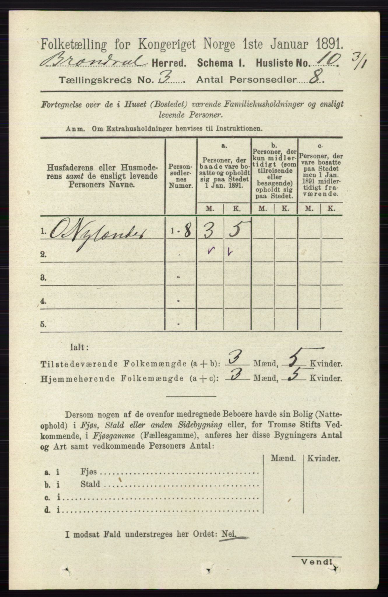 RA, 1891 census for 0422 Brandval, 1891, p. 1169