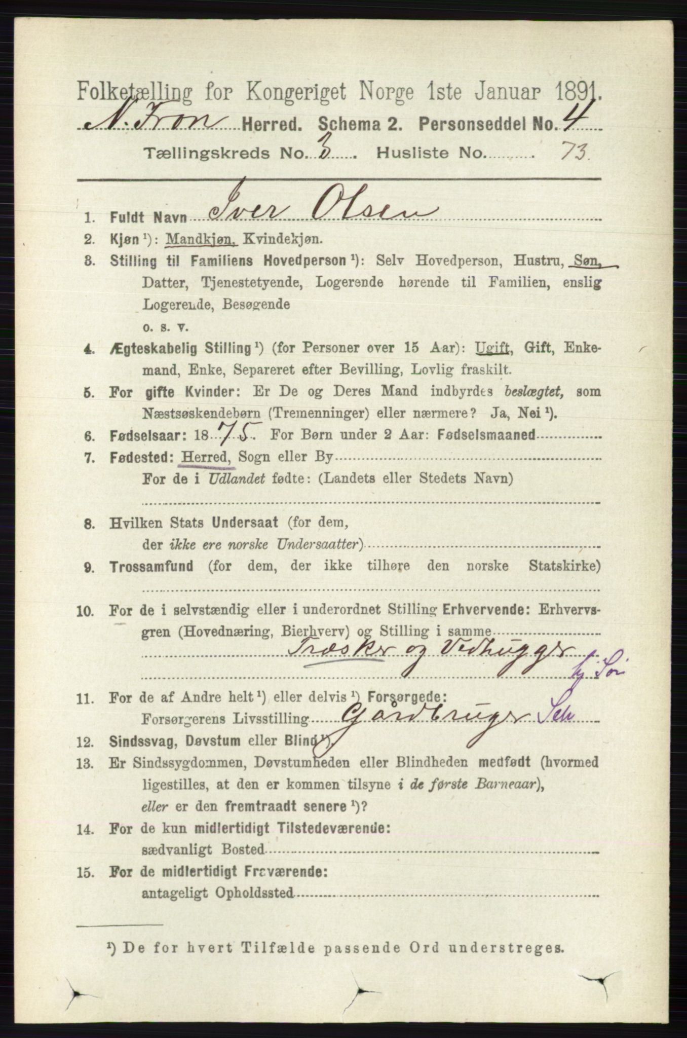 RA, 1891 census for 0518 Nord-Fron, 1891, p. 1310