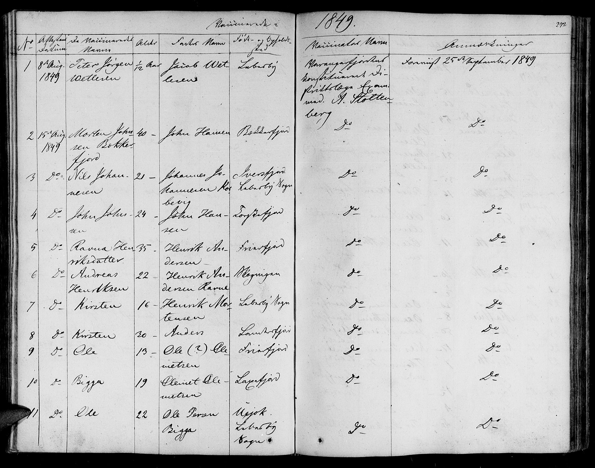 Lebesby sokneprestkontor, SATØ/S-1353/H/Ha/L0003kirke: Parish register (official) no. 3, 1833-1852, p. 292