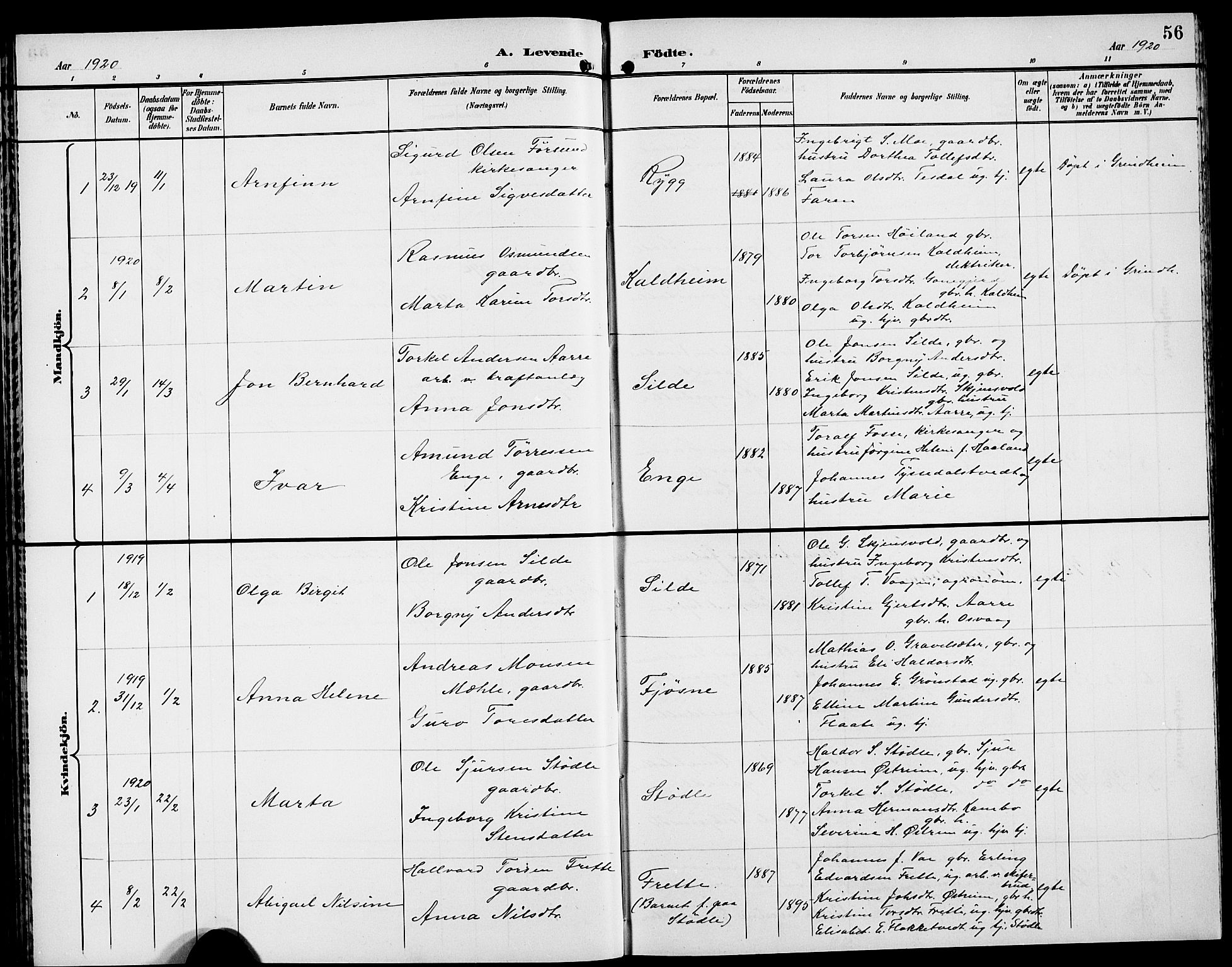 Etne sokneprestembete, SAB/A-75001/H/Hab: Parish register (copy) no. A 6, 1897-1924, p. 56