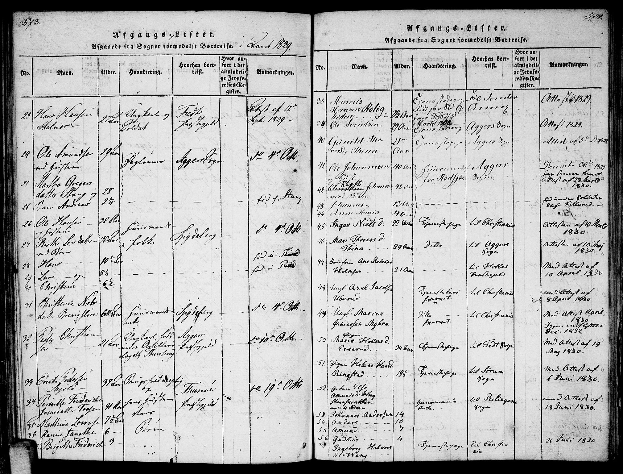 Enebakk prestekontor Kirkebøker, AV/SAO-A-10171c/F/Fa/L0006: Parish register (official) no. I 6, 1815-1832, p. 573-574