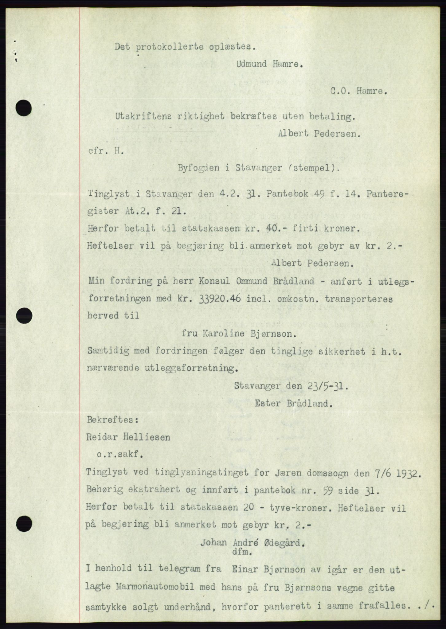 Ålesund byfogd, AV/SAT-A-4384: Mortgage book no. 31, 1933-1934, Deed date: 03.04.1934