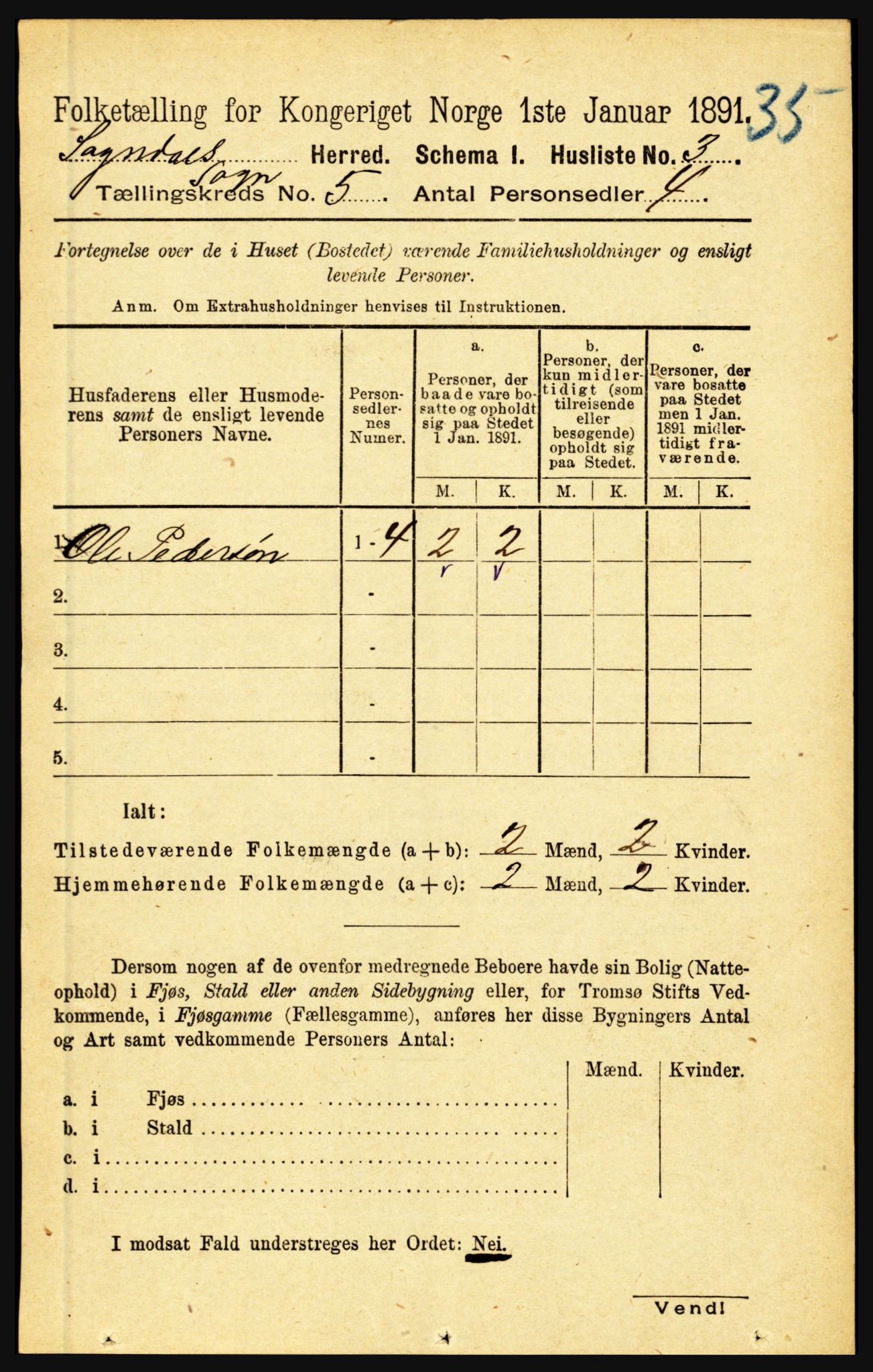 RA, 1891 census for 1420 Sogndal, 1891, p. 2265