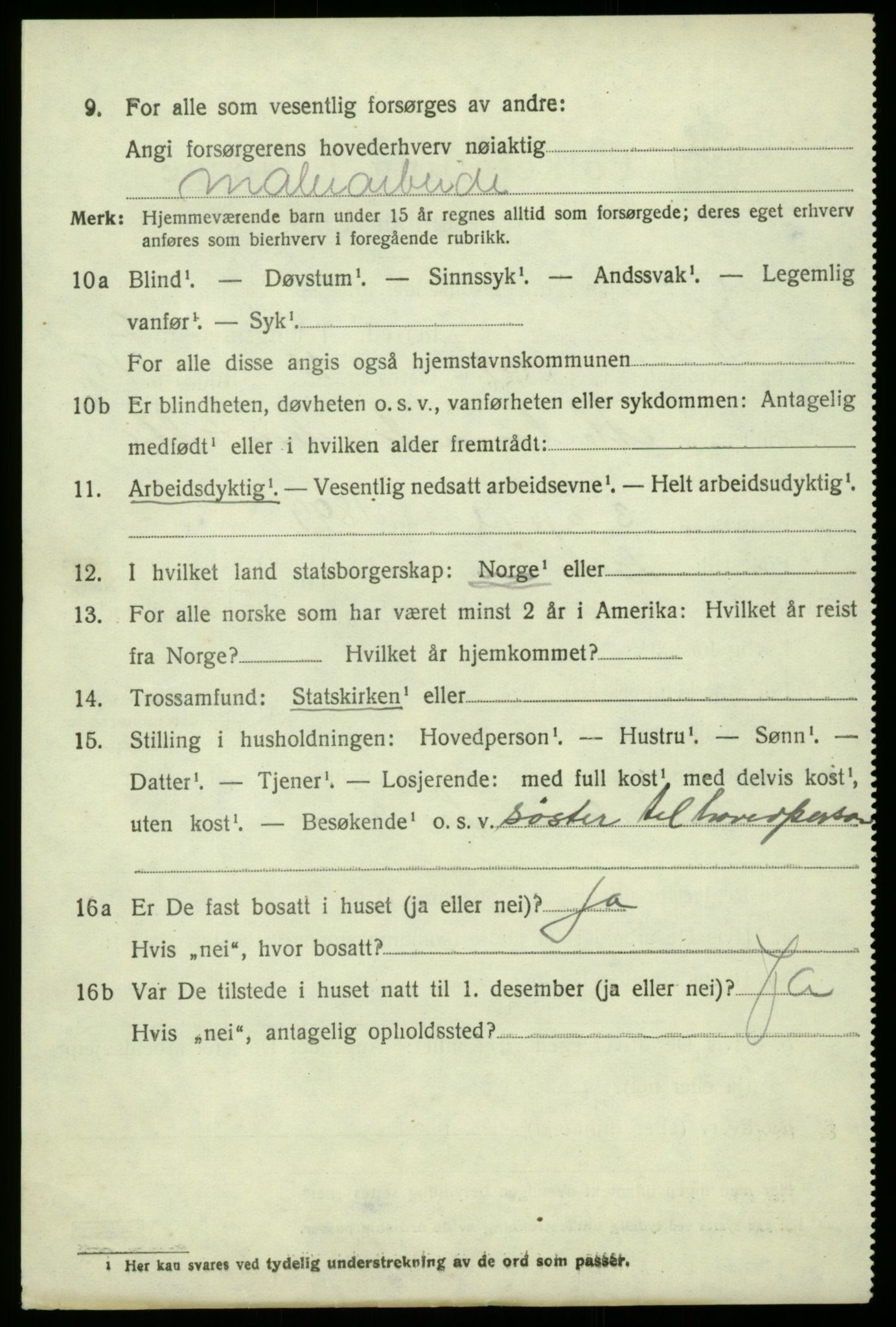 SAB, 1920 census for Fjell, 1920, p. 2945