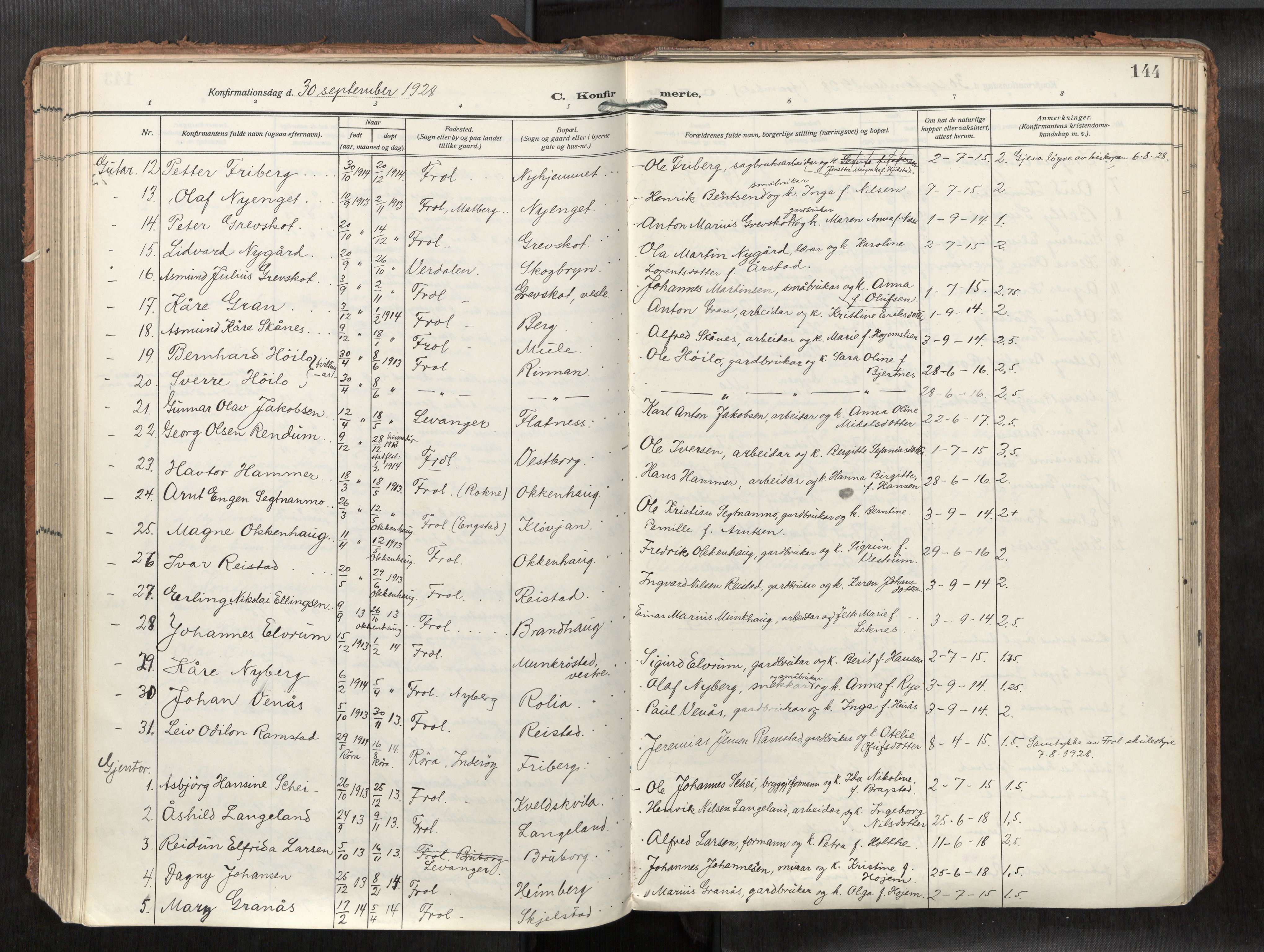 Levanger sokneprestkontor, AV/SAT-A-1301/2/H/Haa/L0002: Parish register (official) no. 2, 1912-1935, p. 144