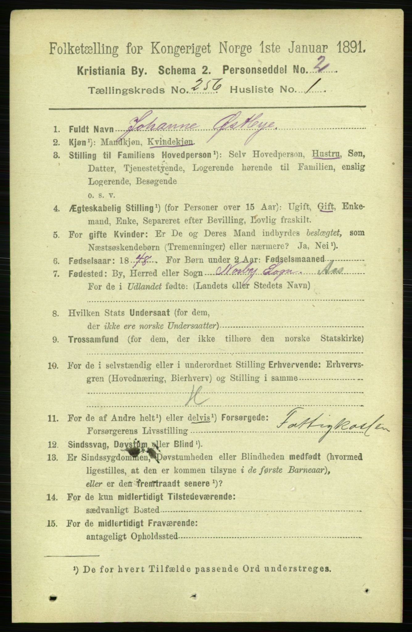 RA, 1891 census for 0301 Kristiania, 1891, p. 155630