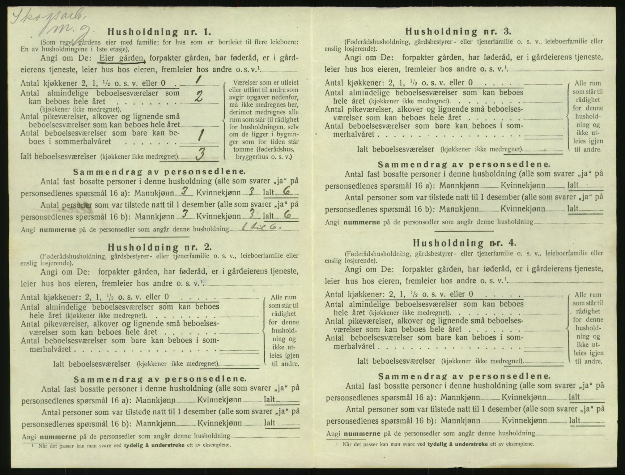 SAK, 1920 census for Herefoss, 1920, p. 227