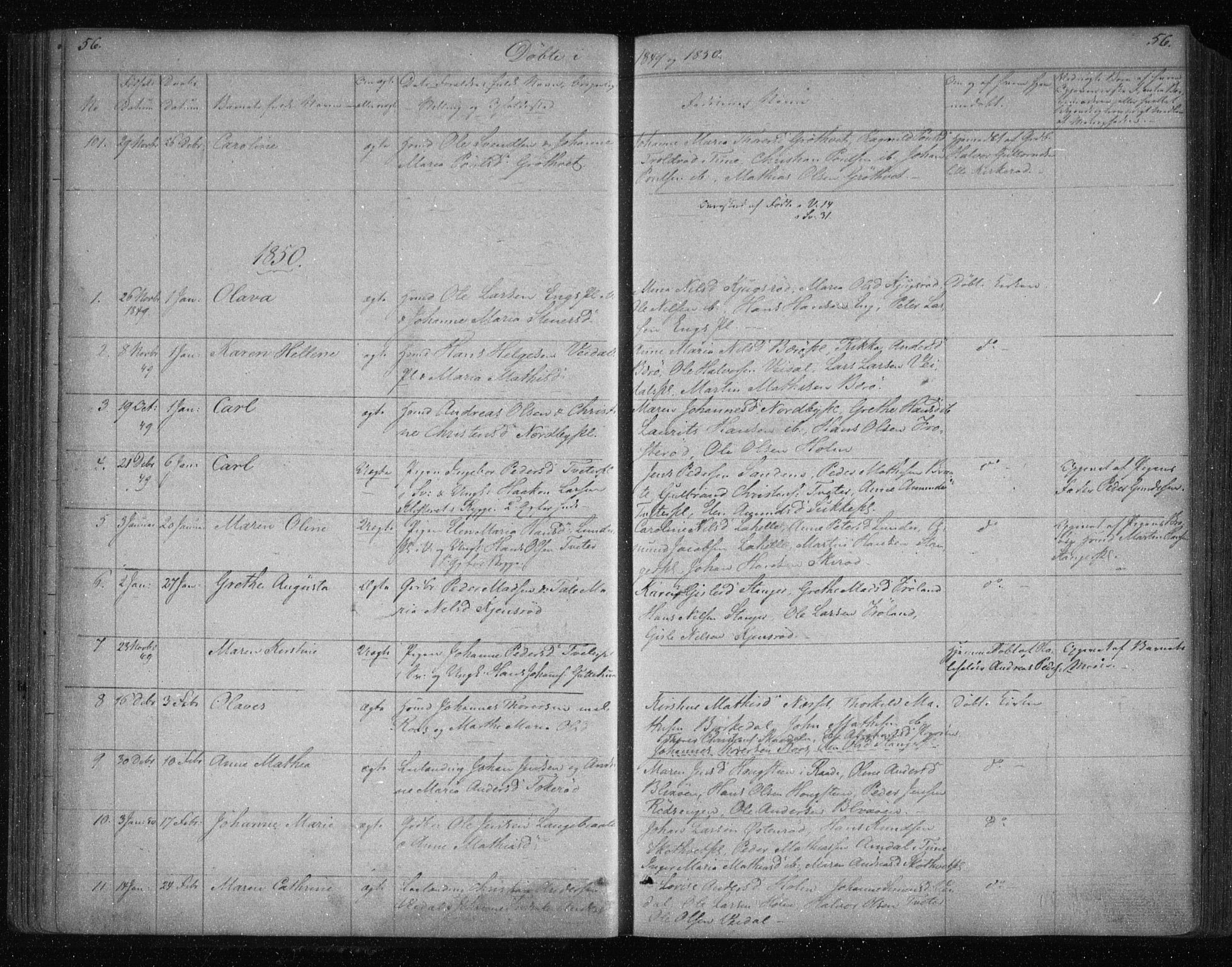 Våler prestekontor Kirkebøker, AV/SAO-A-11083/F/Fa/L0006: Parish register (official) no. I 6, 1840-1861, p. 56