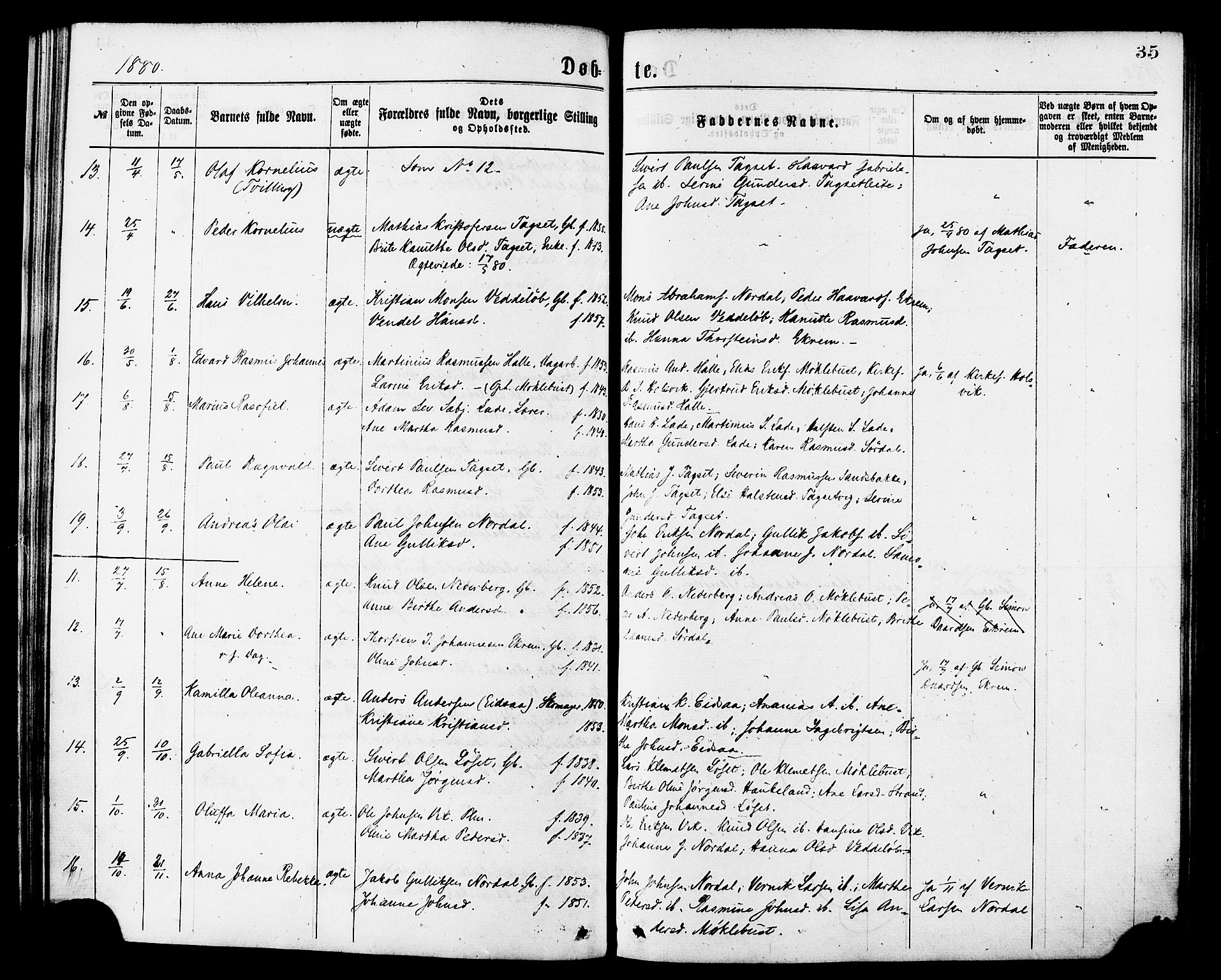 Ministerialprotokoller, klokkerbøker og fødselsregistre - Møre og Romsdal, AV/SAT-A-1454/502/L0024: Parish register (official) no. 502A02, 1873-1884, p. 35