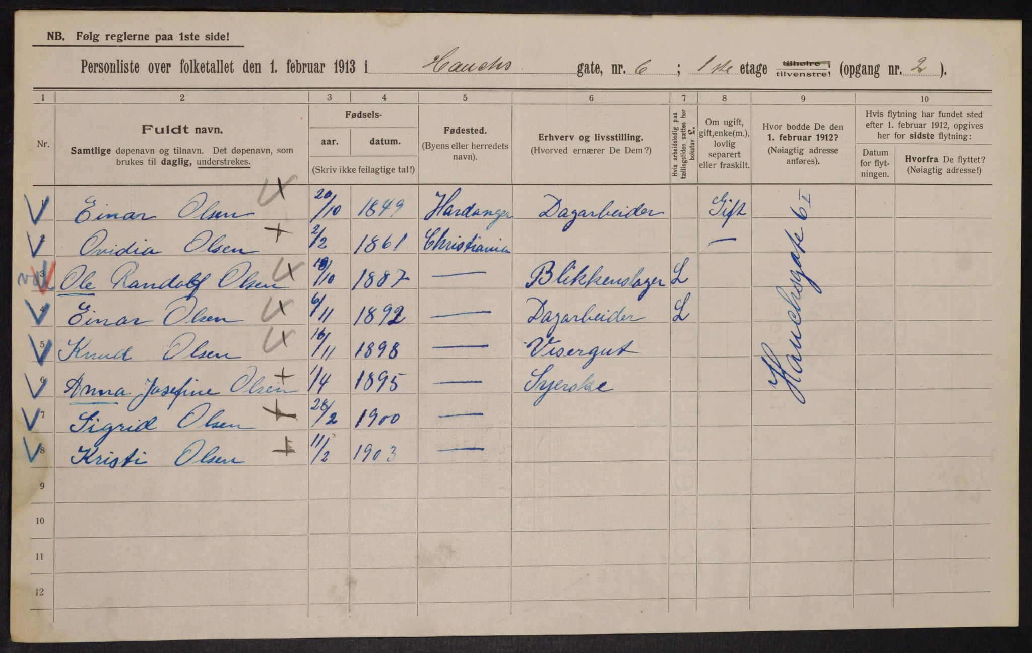 OBA, Municipal Census 1913 for Kristiania, 1913, p. 35248