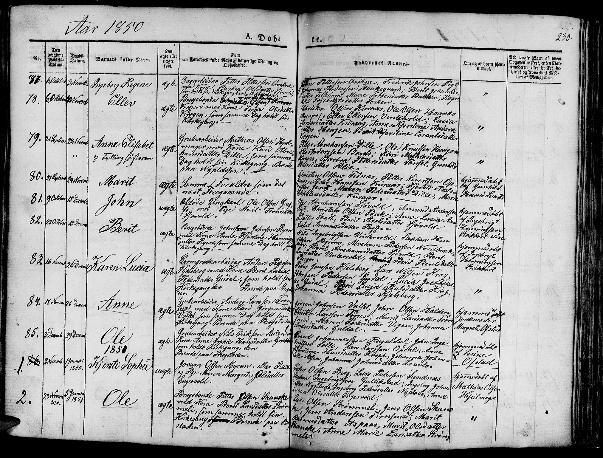 Ministerialprotokoller, klokkerbøker og fødselsregistre - Sør-Trøndelag, SAT/A-1456/681/L0938: Parish register (copy) no. 681C02, 1829-1879, p. 230